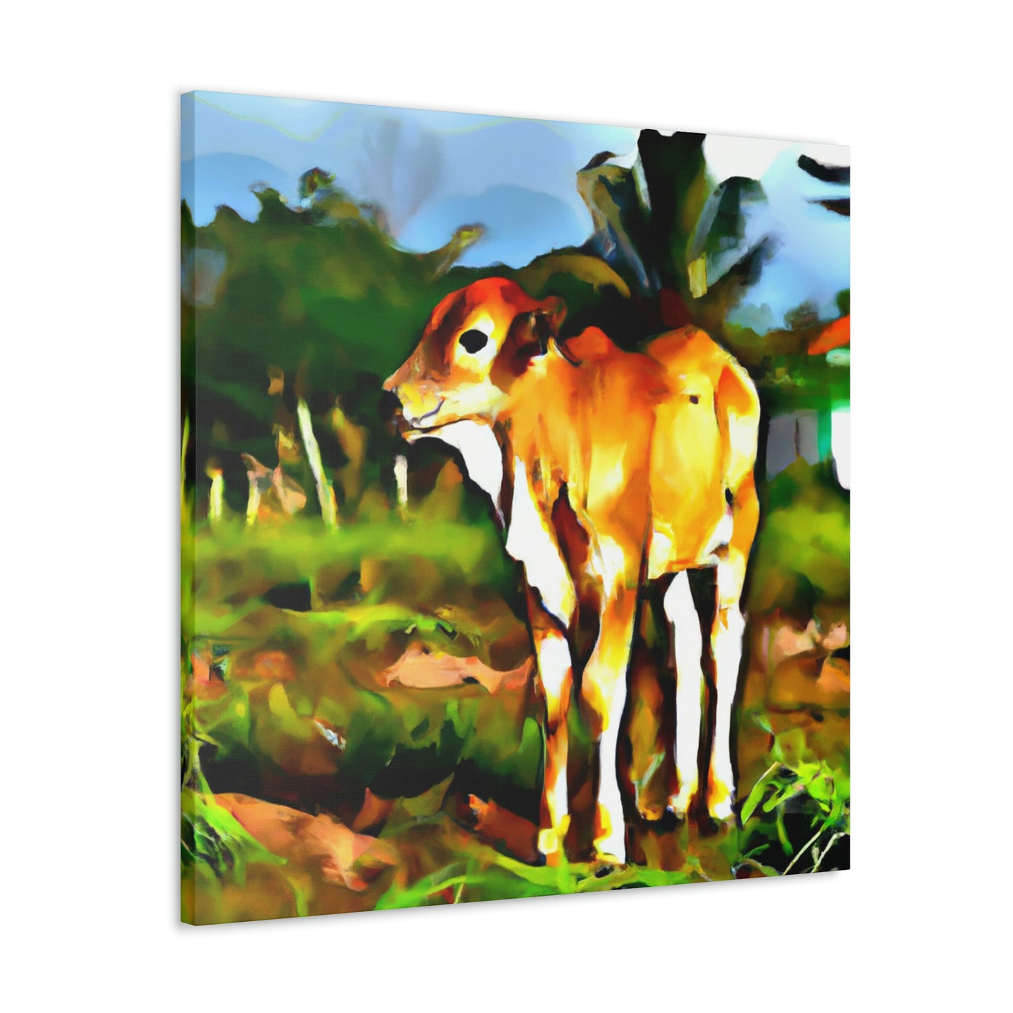 Calf in Neon Glory - Canvas