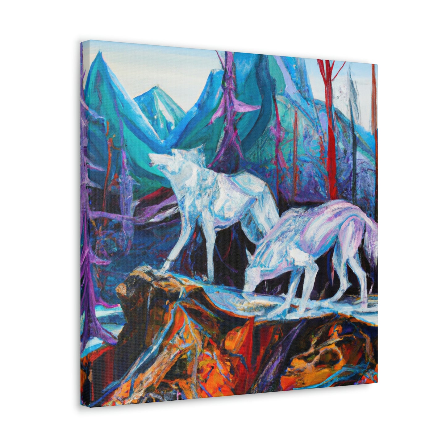 "Wolf at Midnight Glow" - Canvas