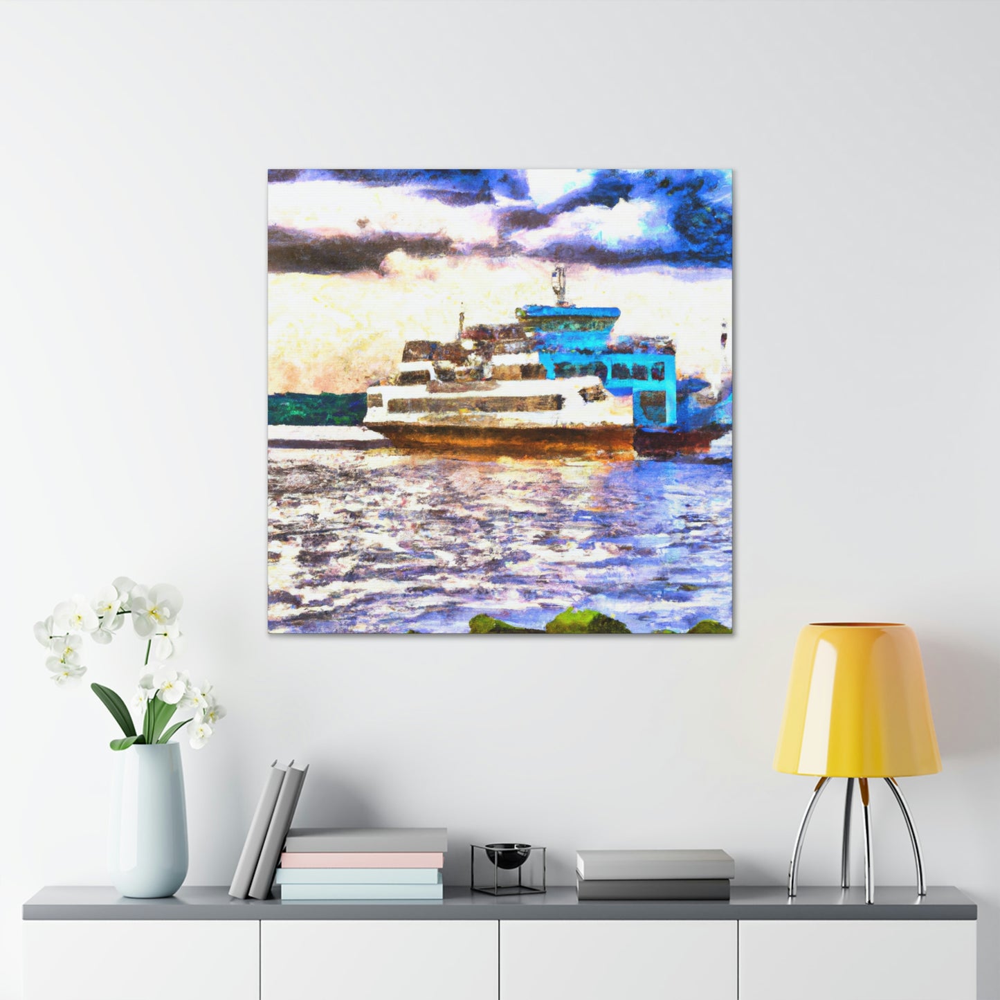 Ferry at Nightfall - Canvas