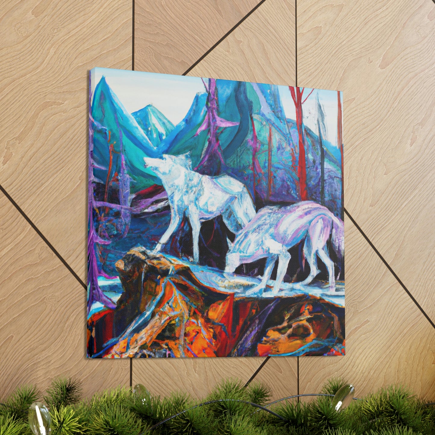 "Wolf at Midnight Glow" - Canvas