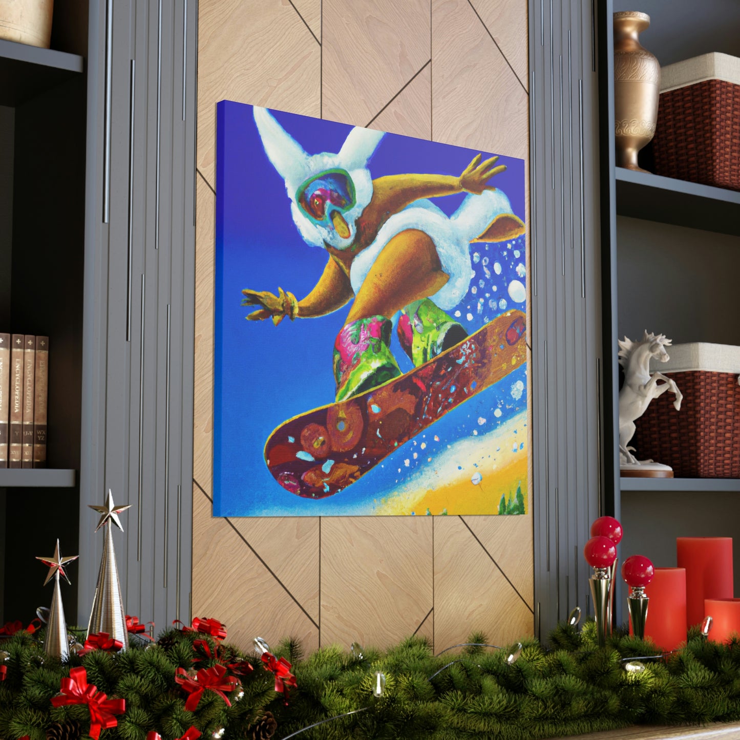 "Snow Boarding Deco Splendor" - Canvas