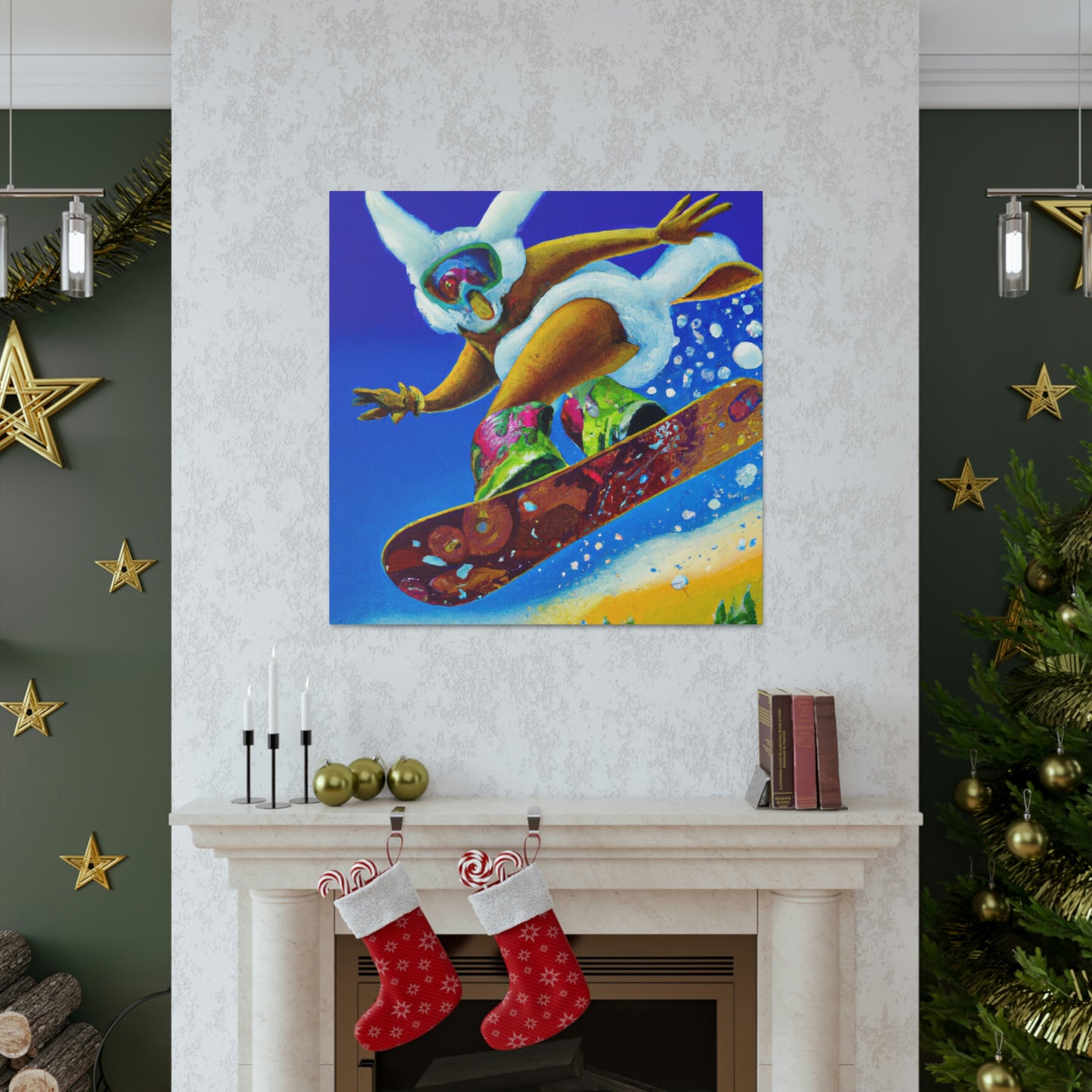 "Snow Boarding Deco Splendor" - Canvas