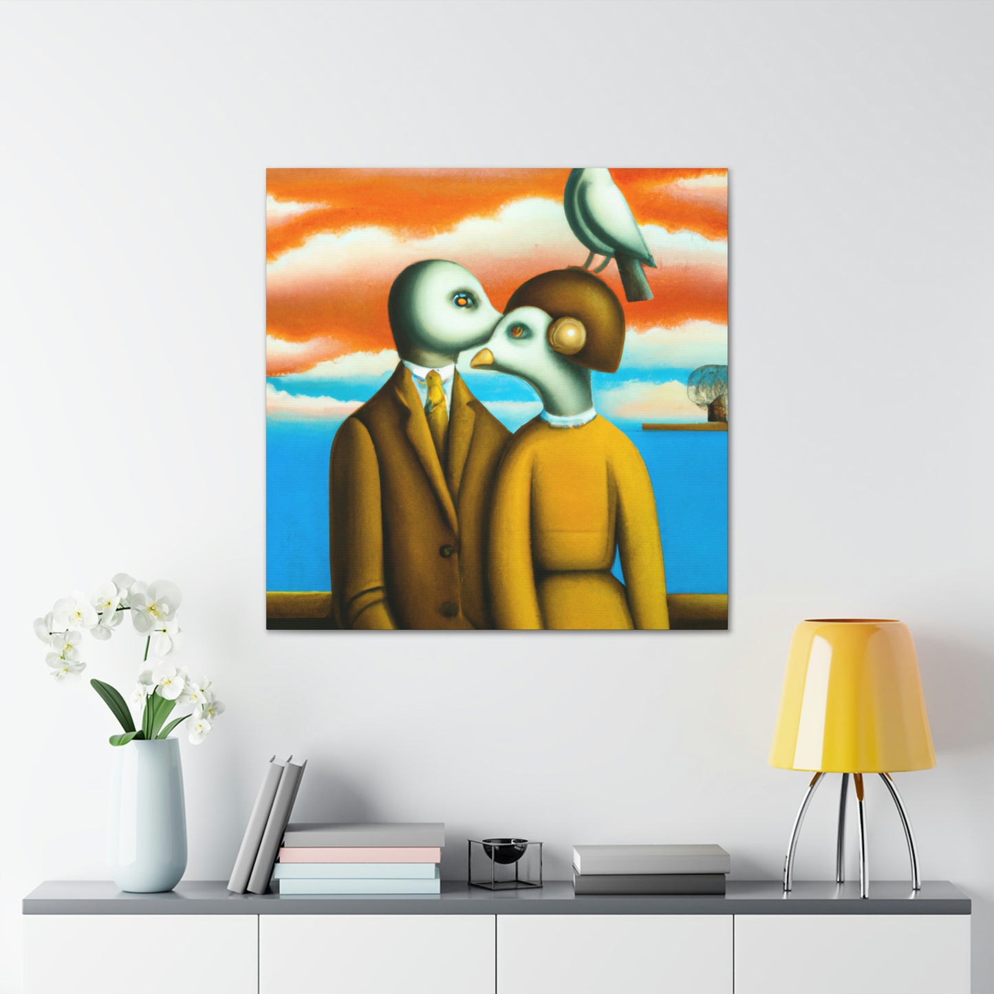 "Lovebirds in Surrealism - Canvas