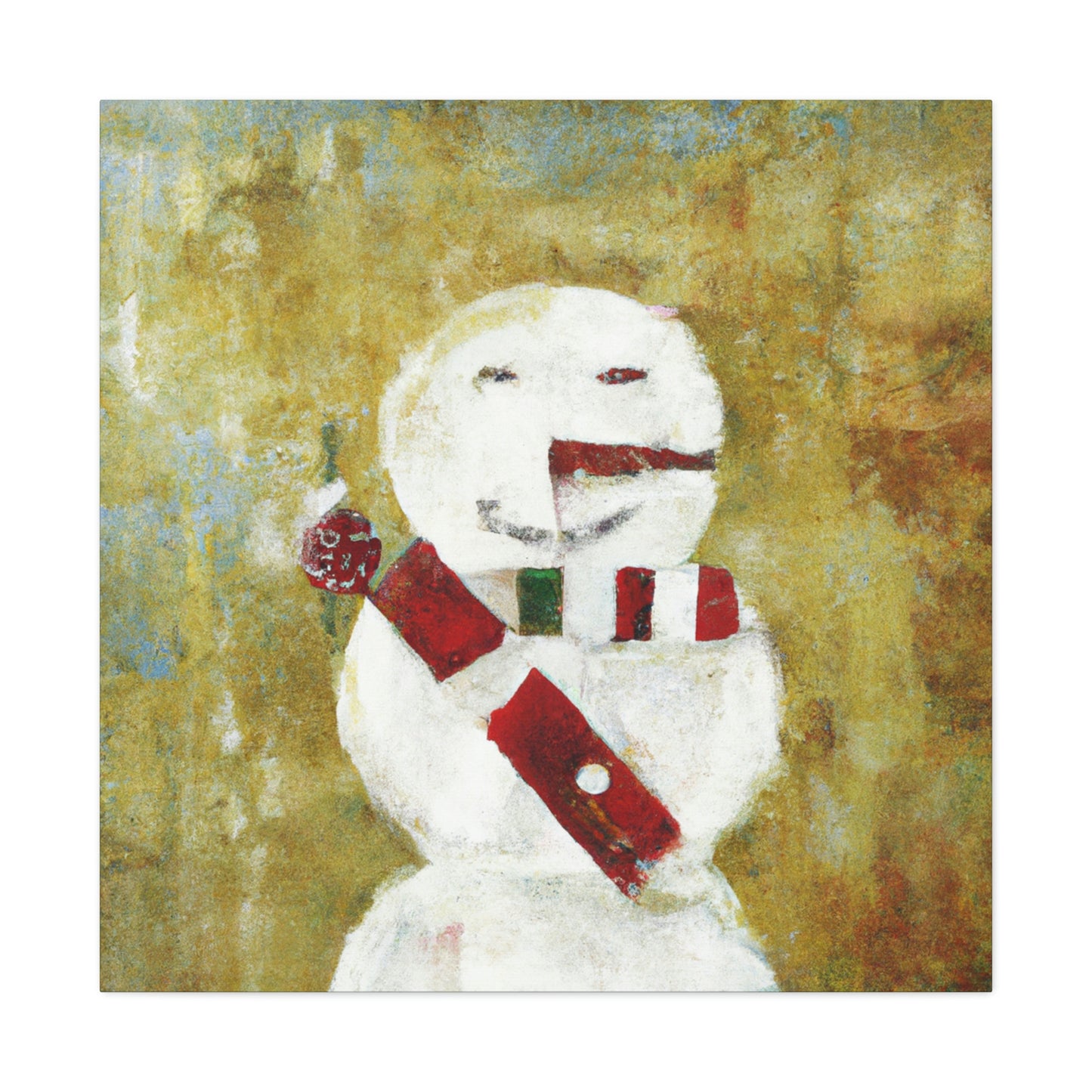 "Snowman in Winter Glow" - Canvas