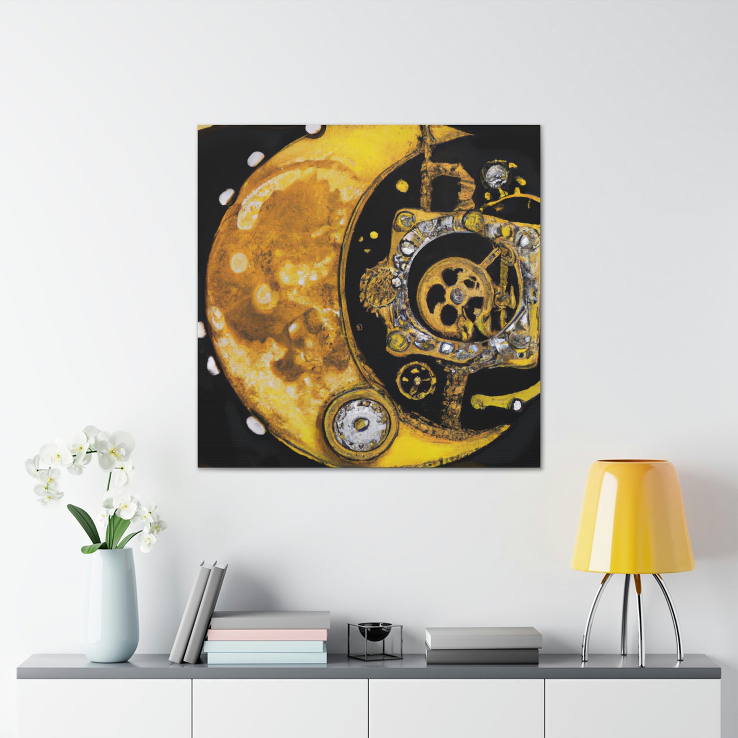 "Moonlit Clockwork Dreamscape" - Canvas