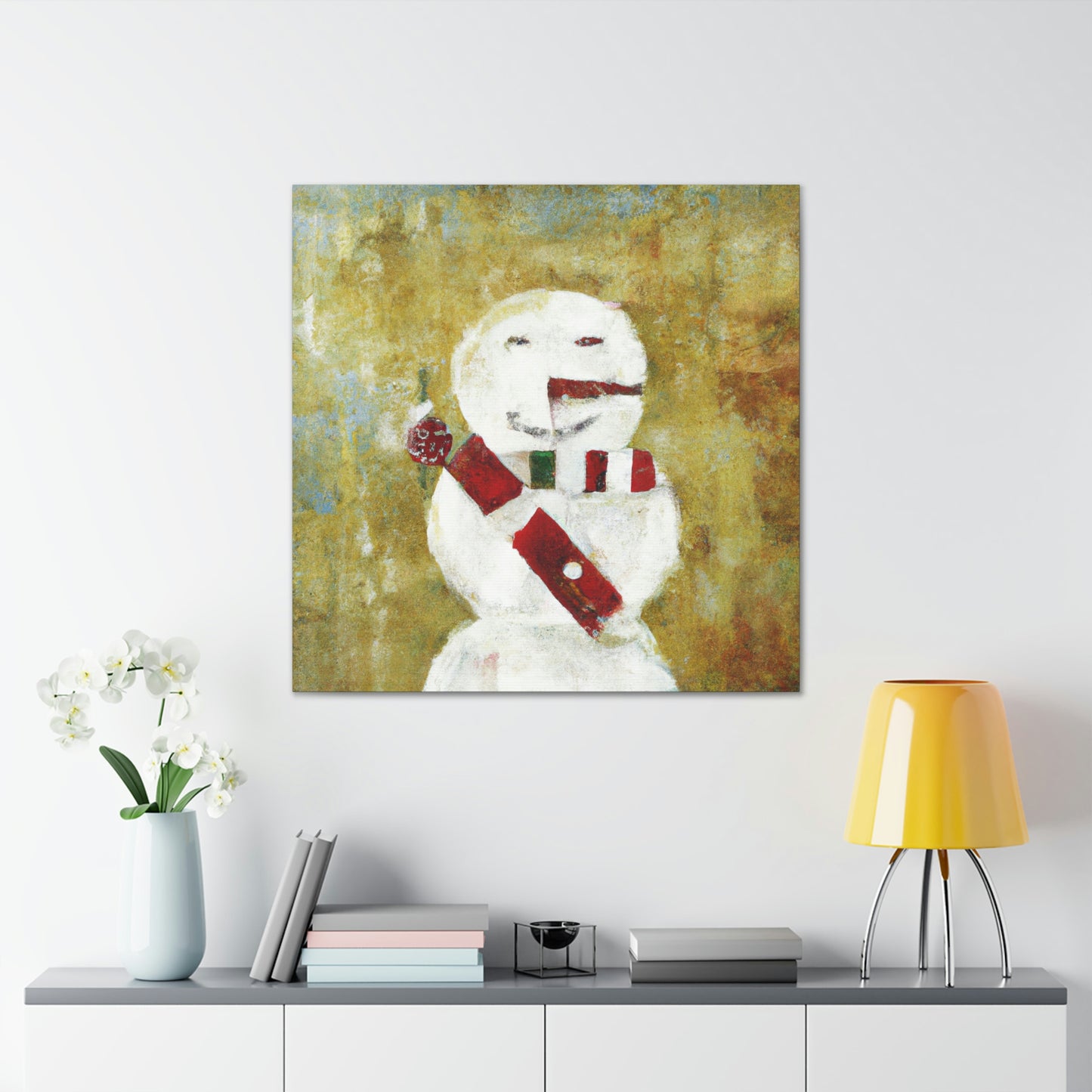 "Snowman in Winter Glow" - Canvas