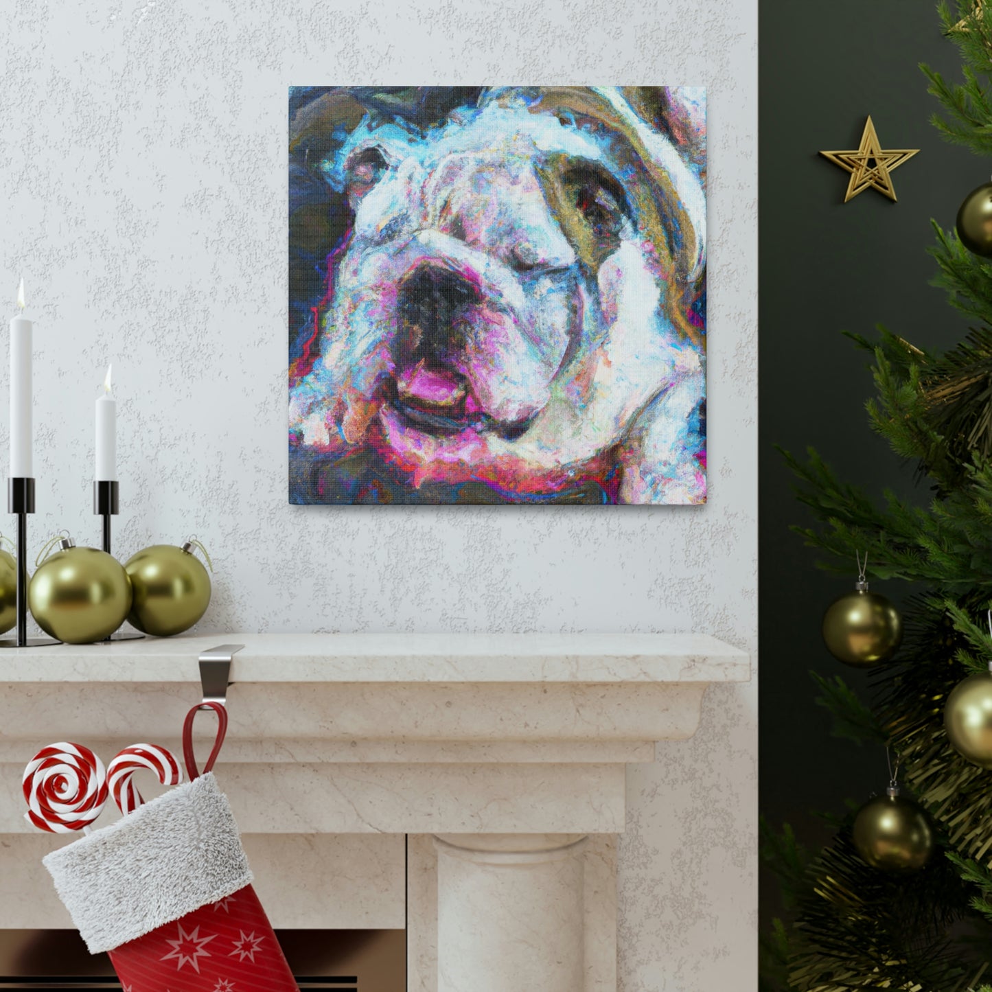 "English Bulldog Slumbering" - Canvas