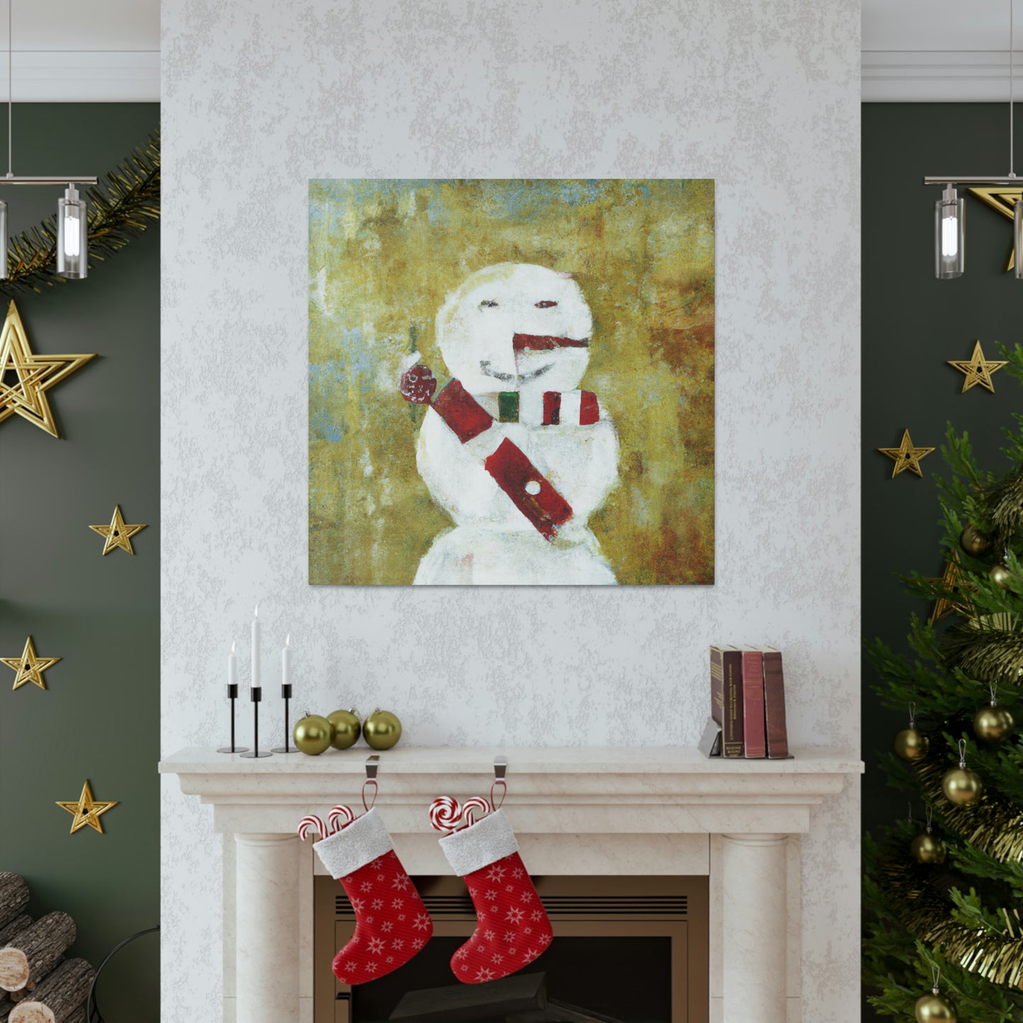 "Snowman in Winter Glow" - Canvas