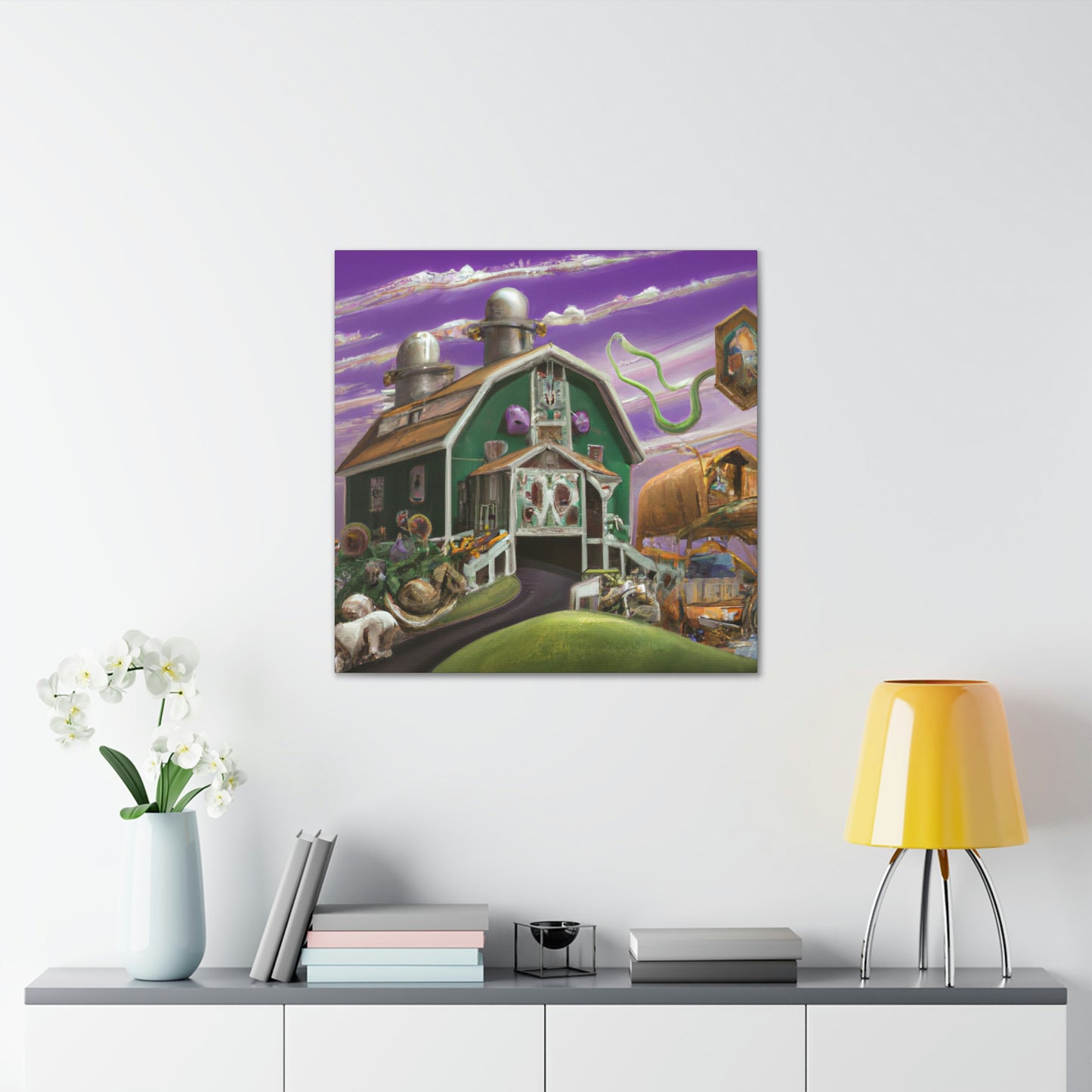 "Barn at Twilight Dreamscape" - Canvas