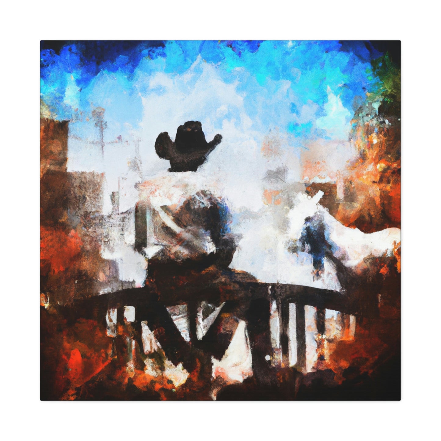 Cowboy on a Fence - Canvas