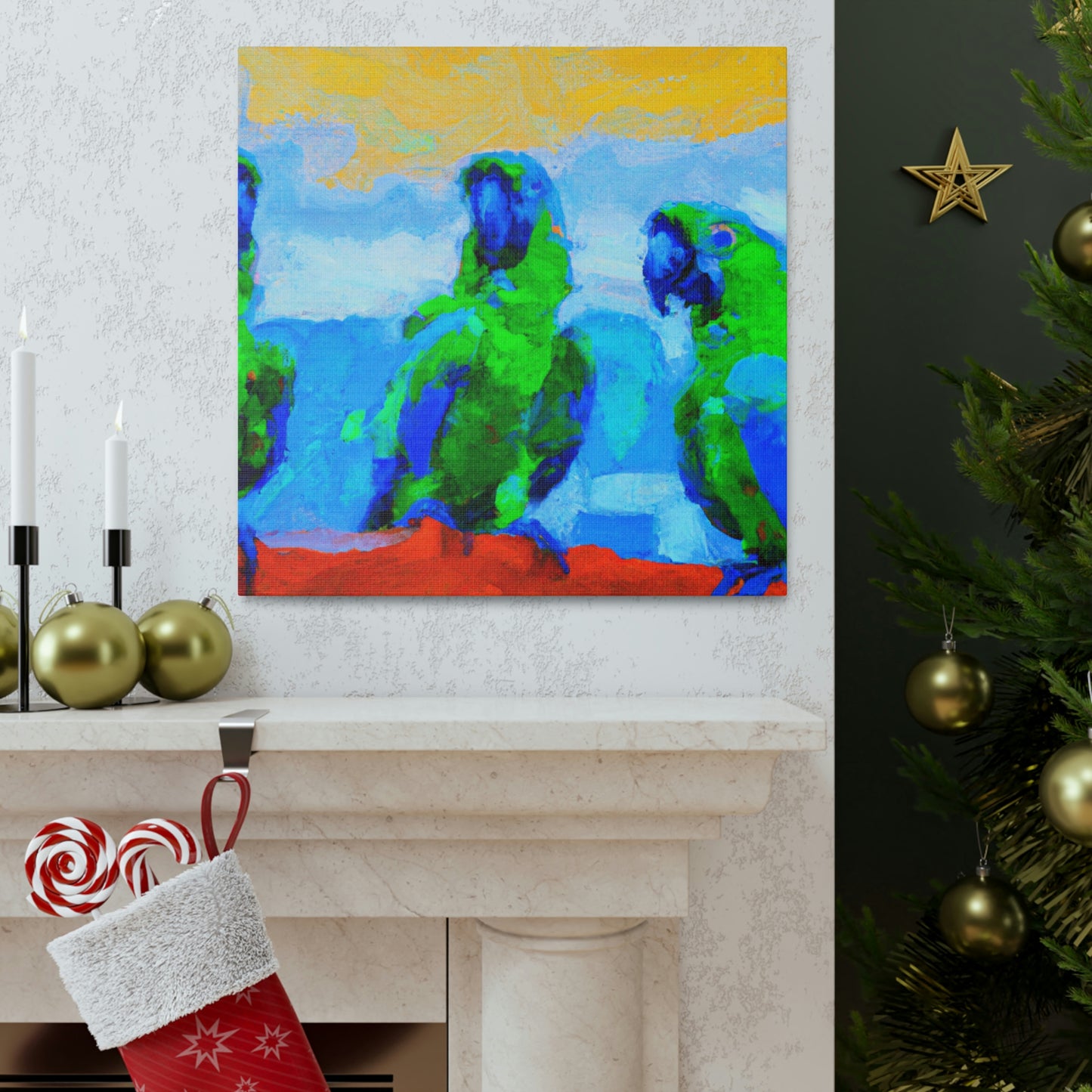 "Parrots Tinged with Passion" - Canvas