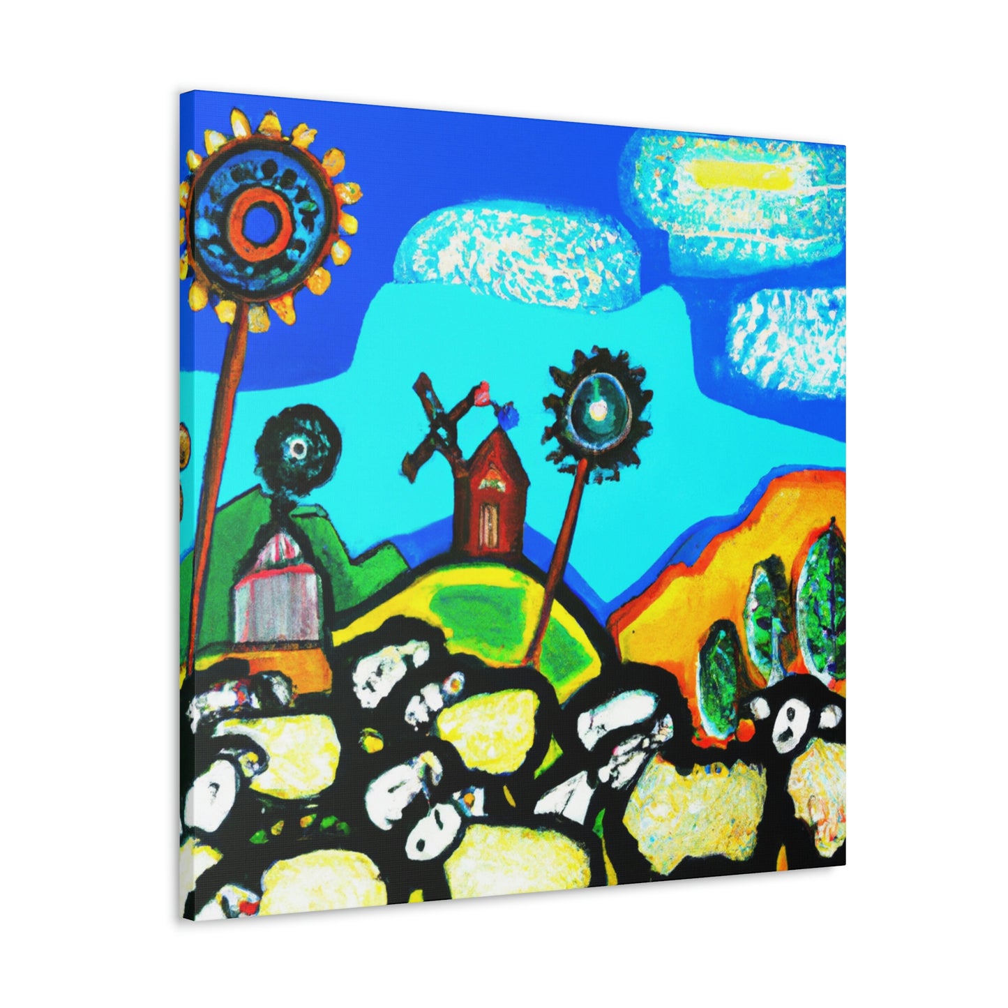 Sheep in Pastoral Scene - Canvas