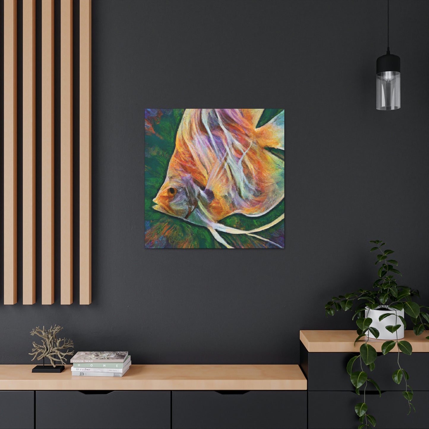 "Angelfish Under Waterfall" - Canvas