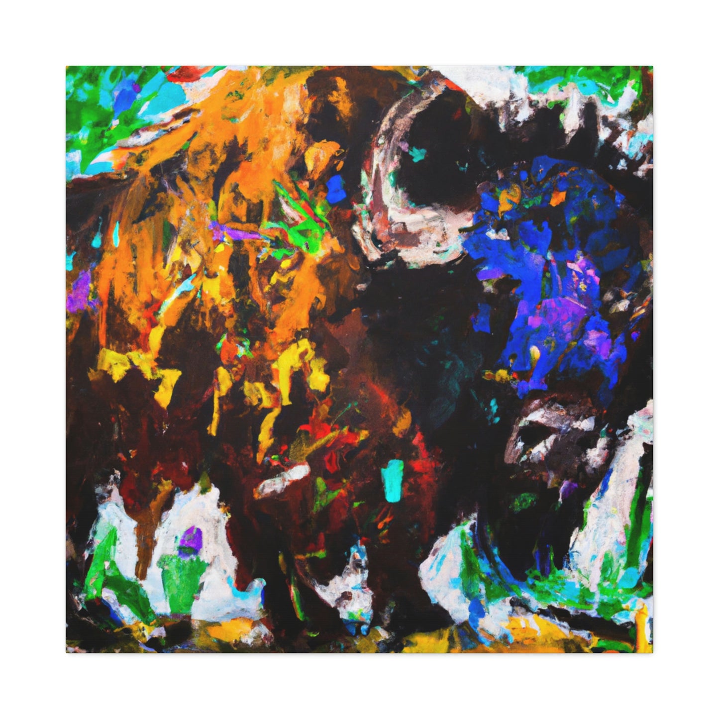 "Majestic Bison Stampede" - Canvas