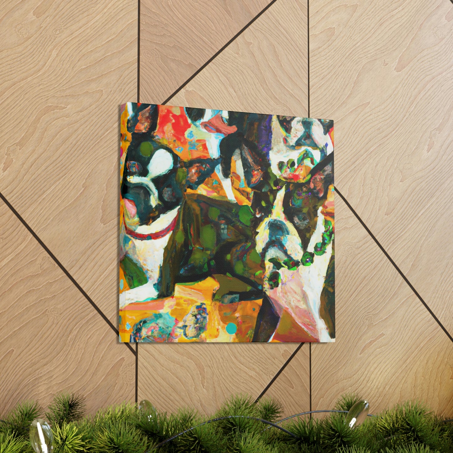 Boston Terrier Expressionism - Canvas