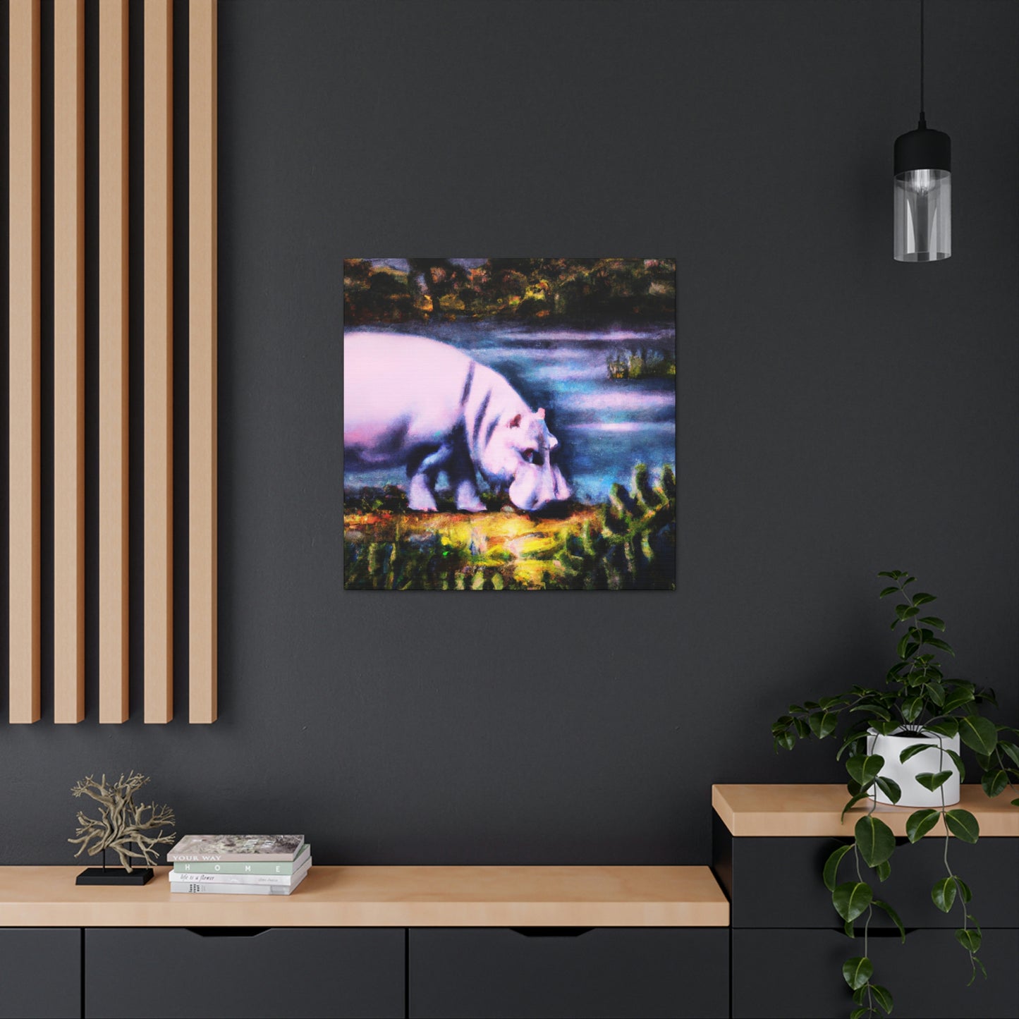 Hippo in Deco Style - Canvas