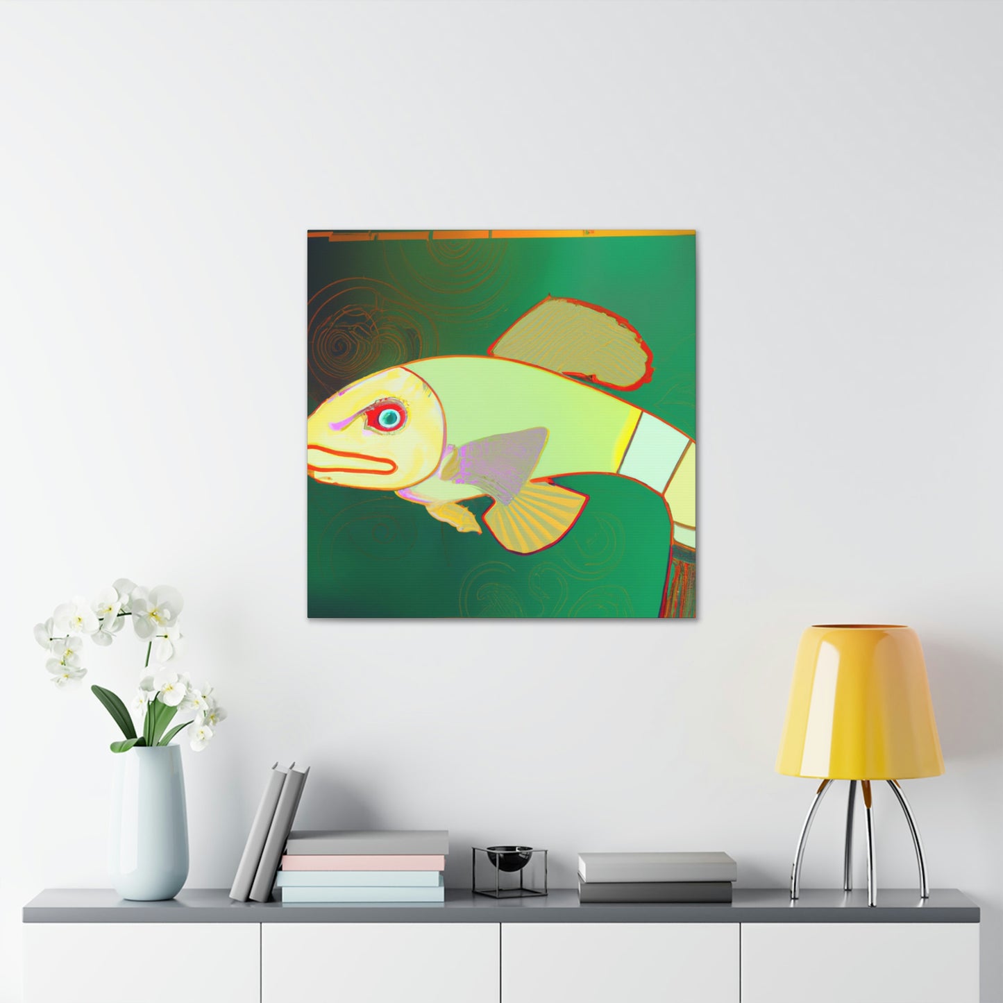 "Glittering Art Deco Killifish" - Canvas