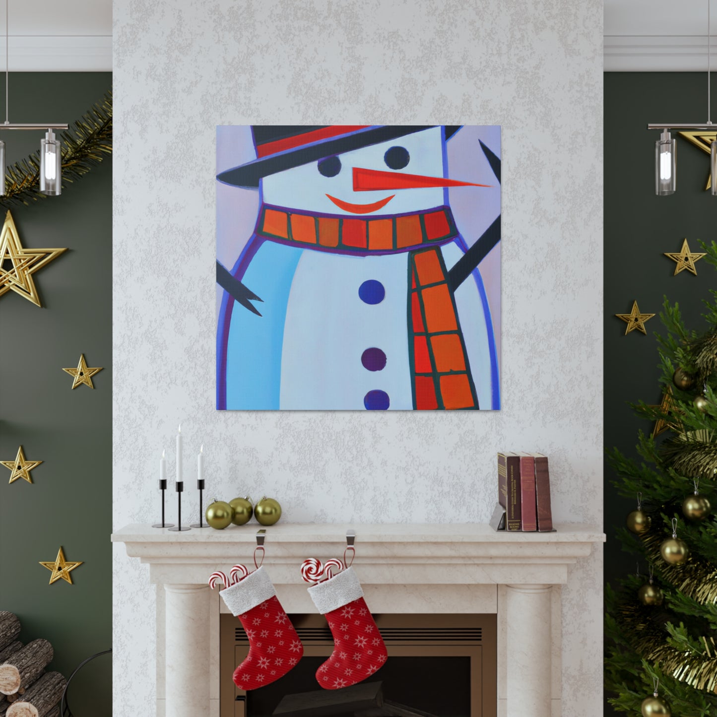 "Frosty Art Deco Snowman" - Canvas