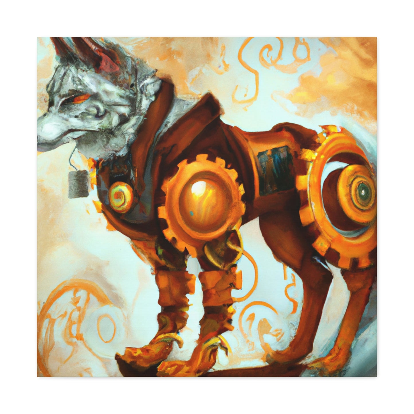 "Wolf in Steam Gears" - Canvas