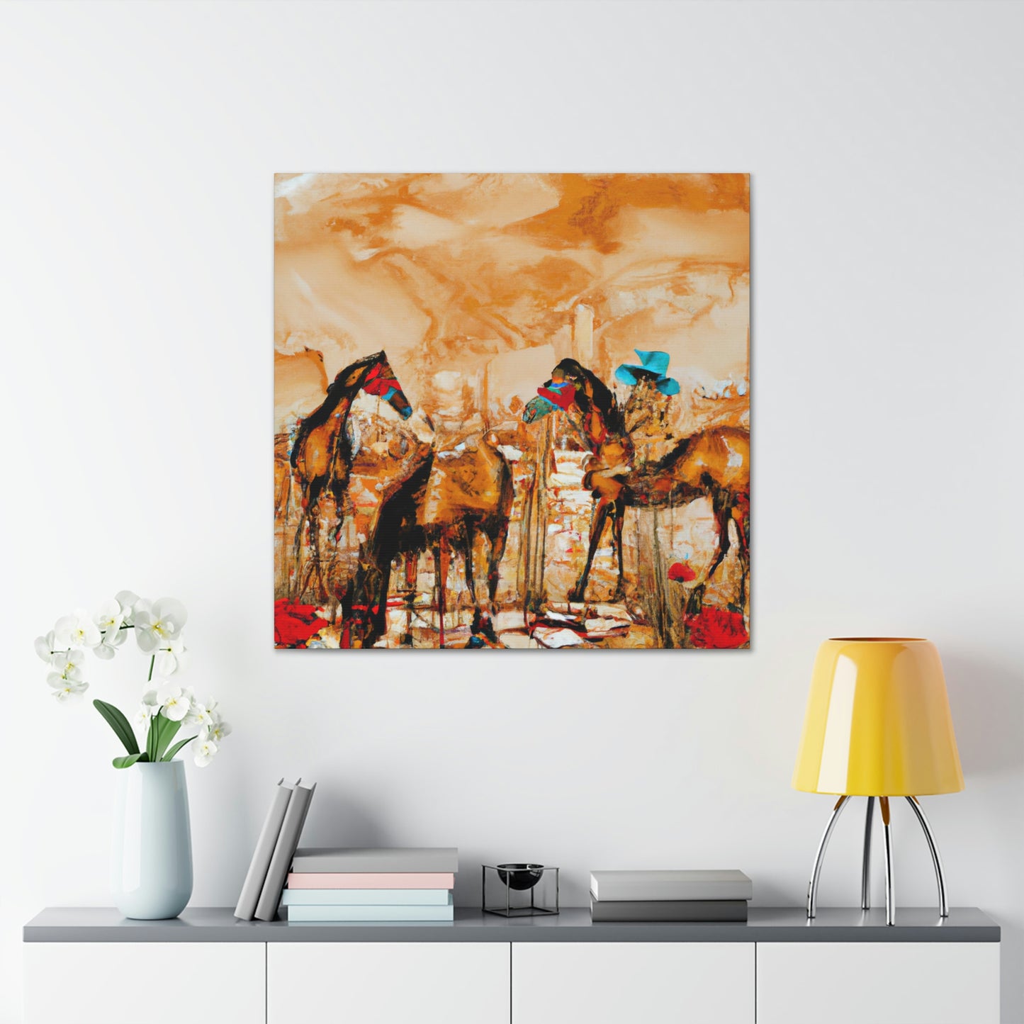 "Horses Grazing Horizon" - Canvas