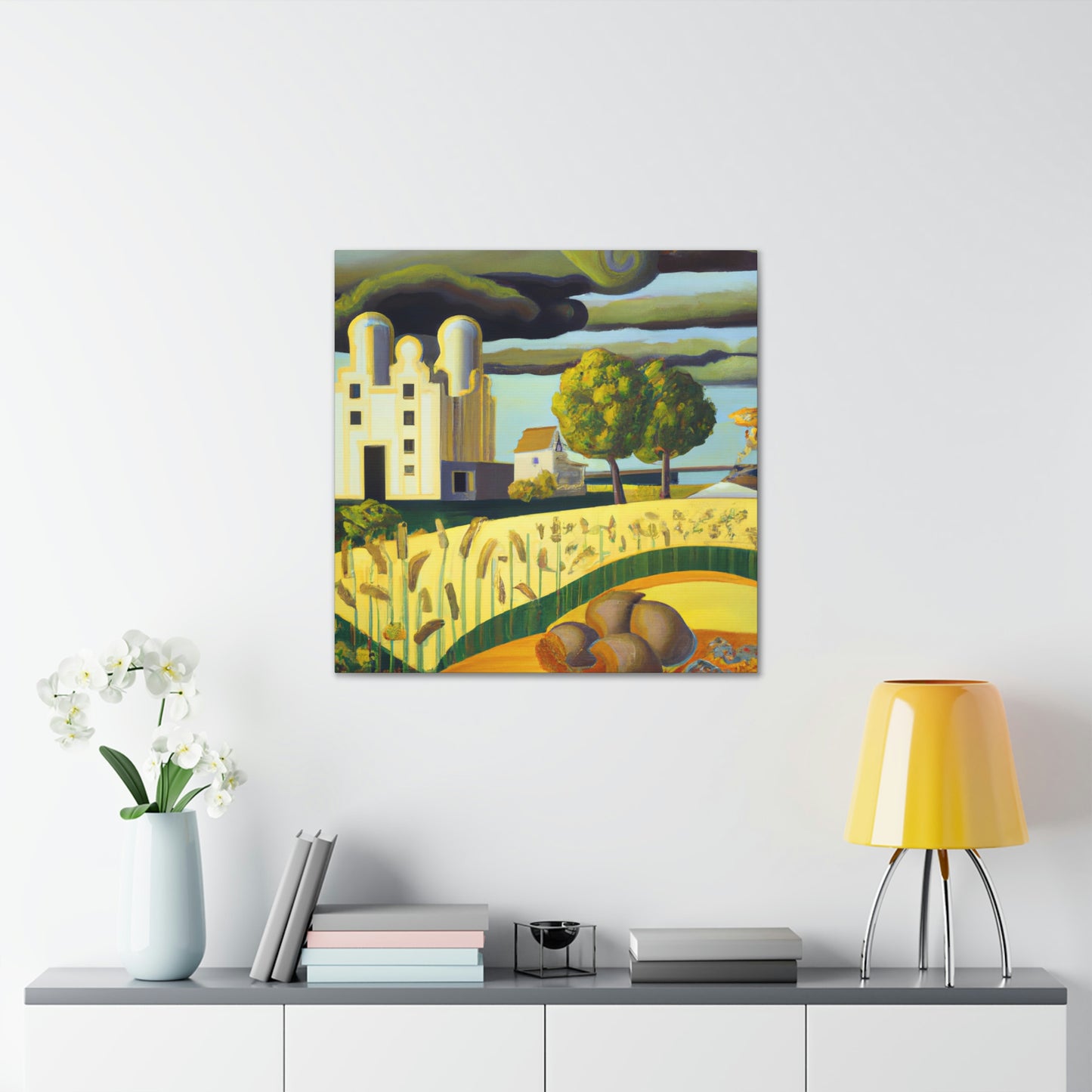 Farmhouse at Dawn. - Canvas