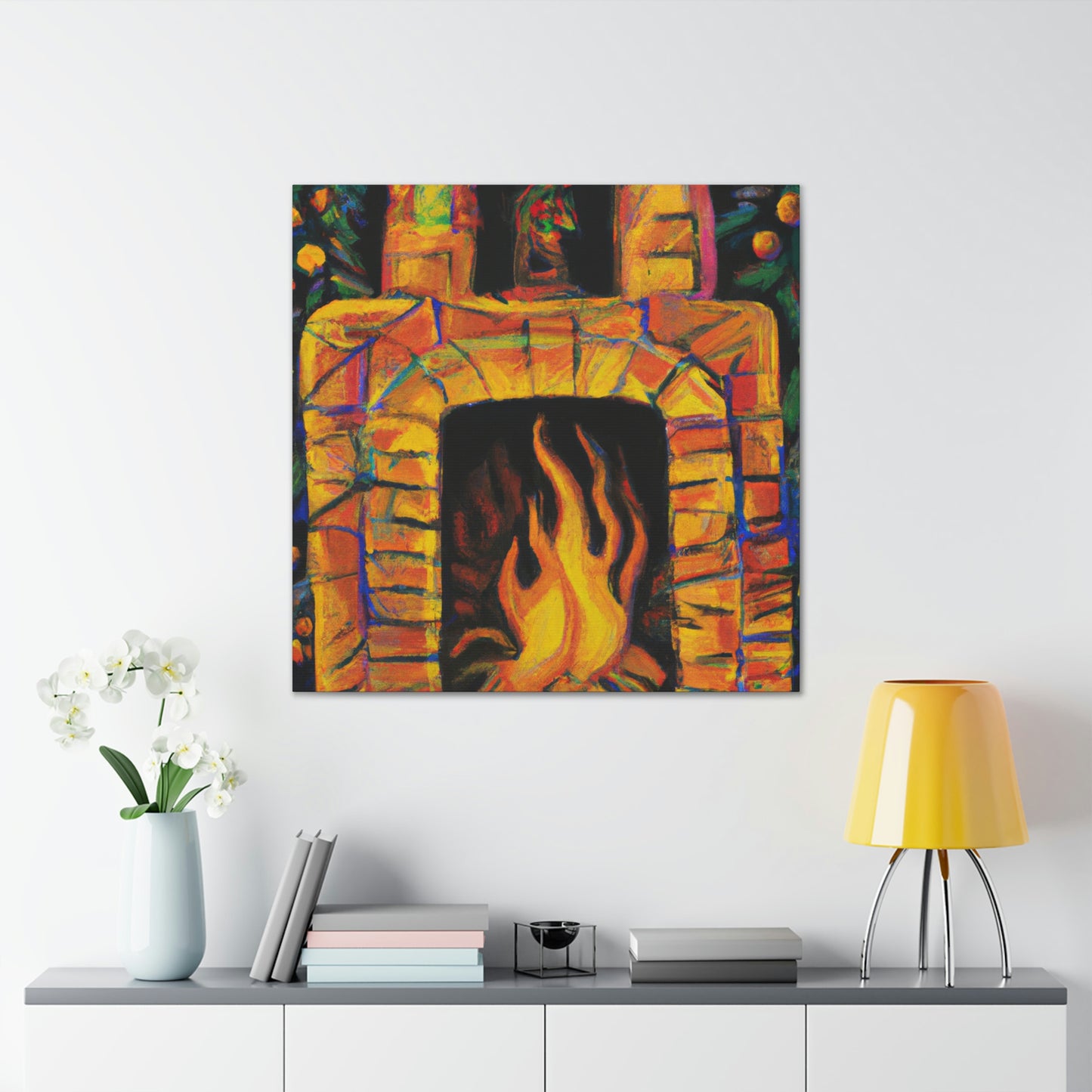 "Flaming Fireplace Flair" - Canvas