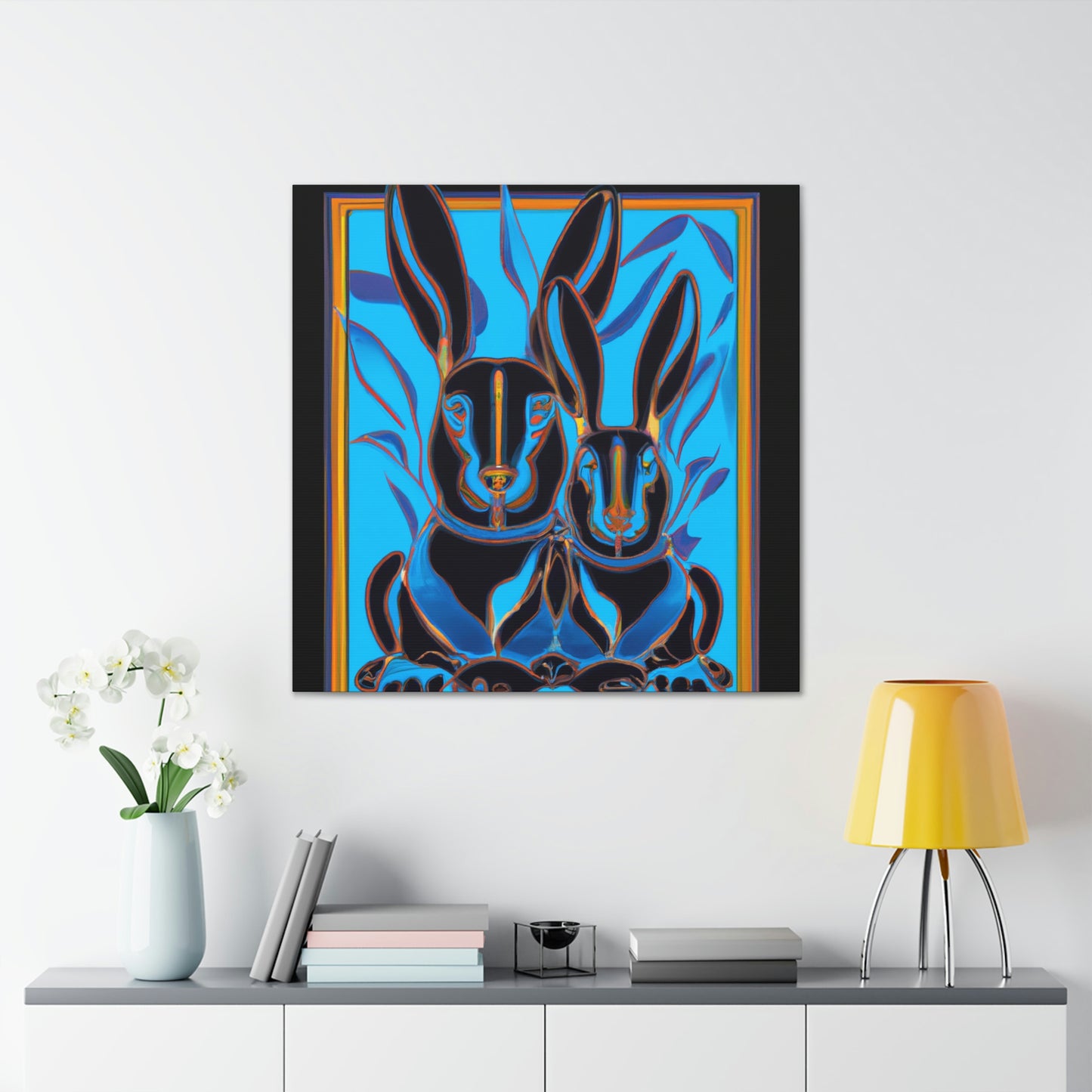 "Rabbits in Deco Land" - Canvas