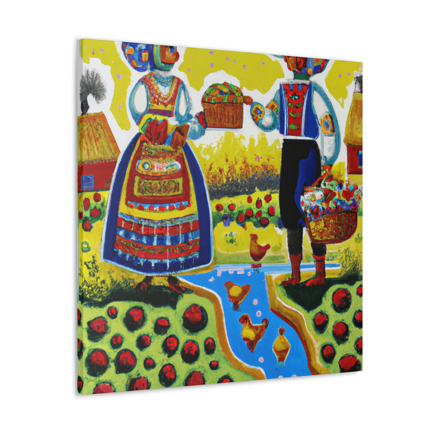 Folk Art Pointillism - Canvas