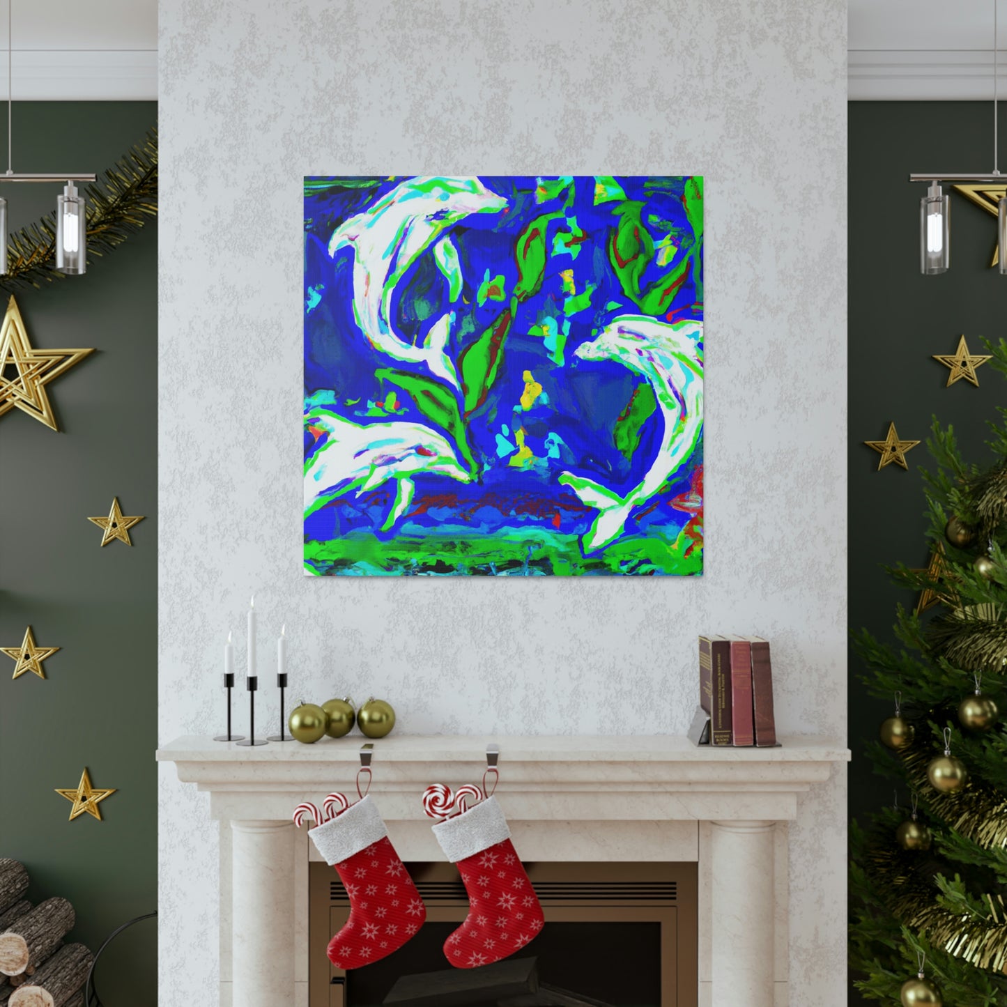 Dolphins Dance in Color - Canvas