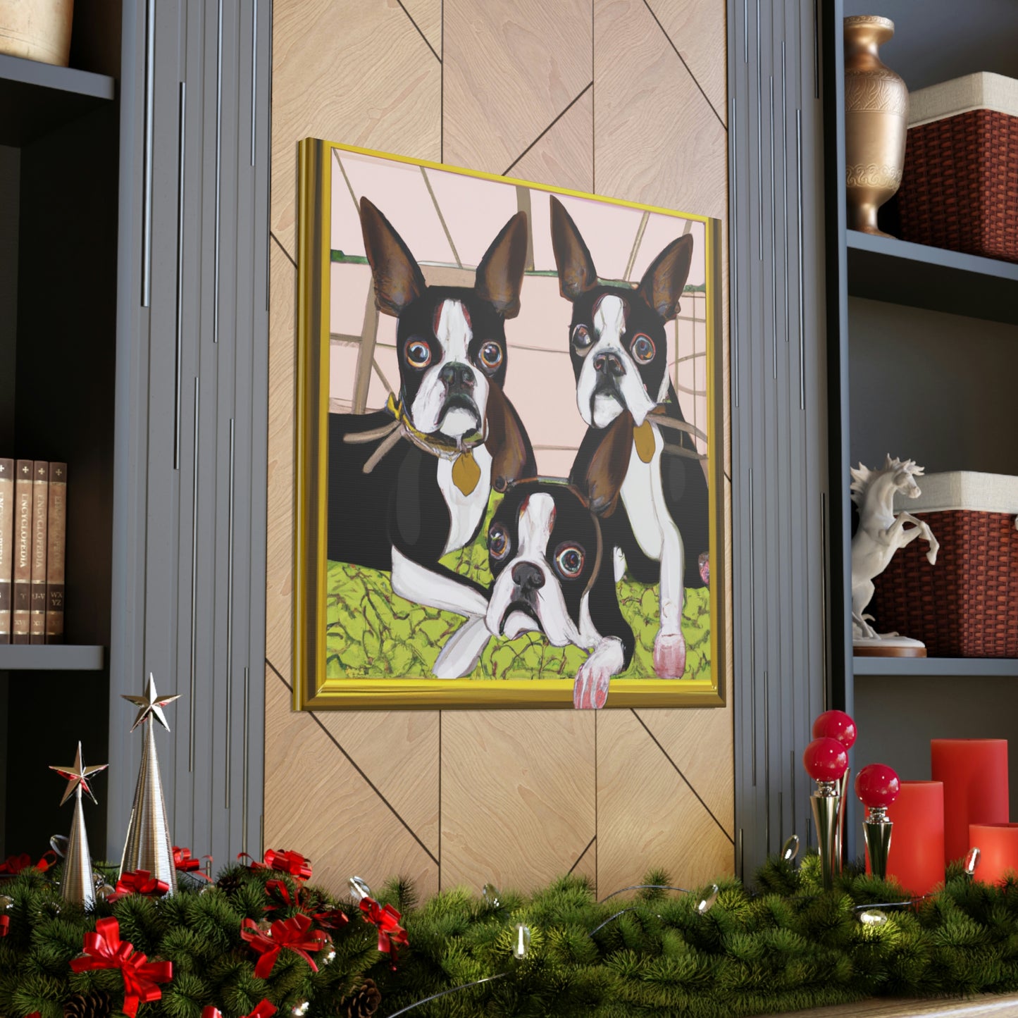 "Boston Terrier Reflection Shine" - Canvas