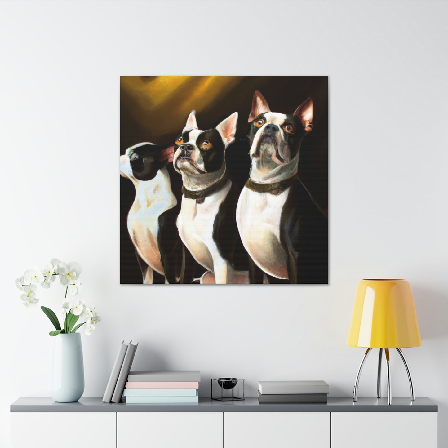 "Boston Terrier Elegance". - Canvas