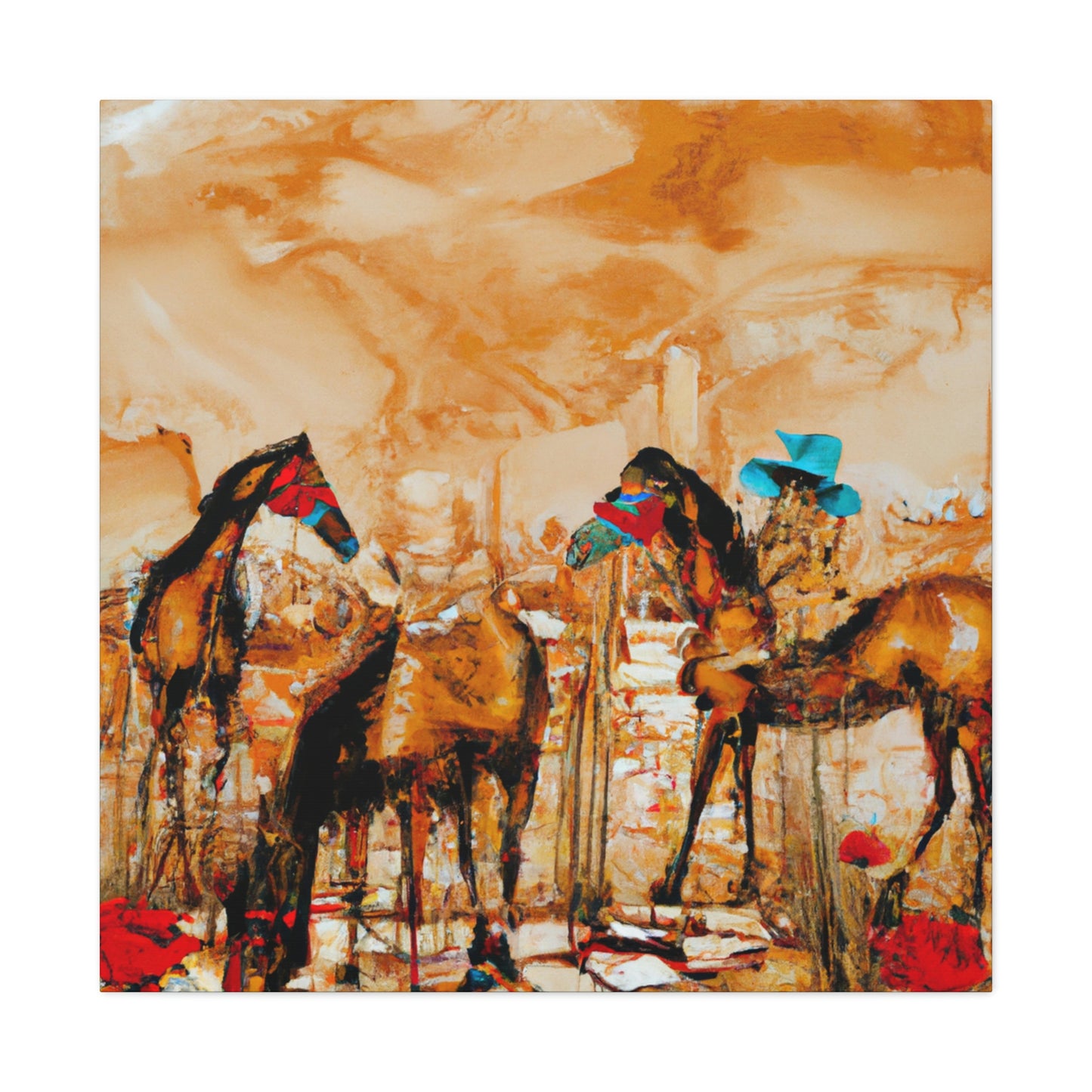 "Horses Grazing Horizon" - Canvas