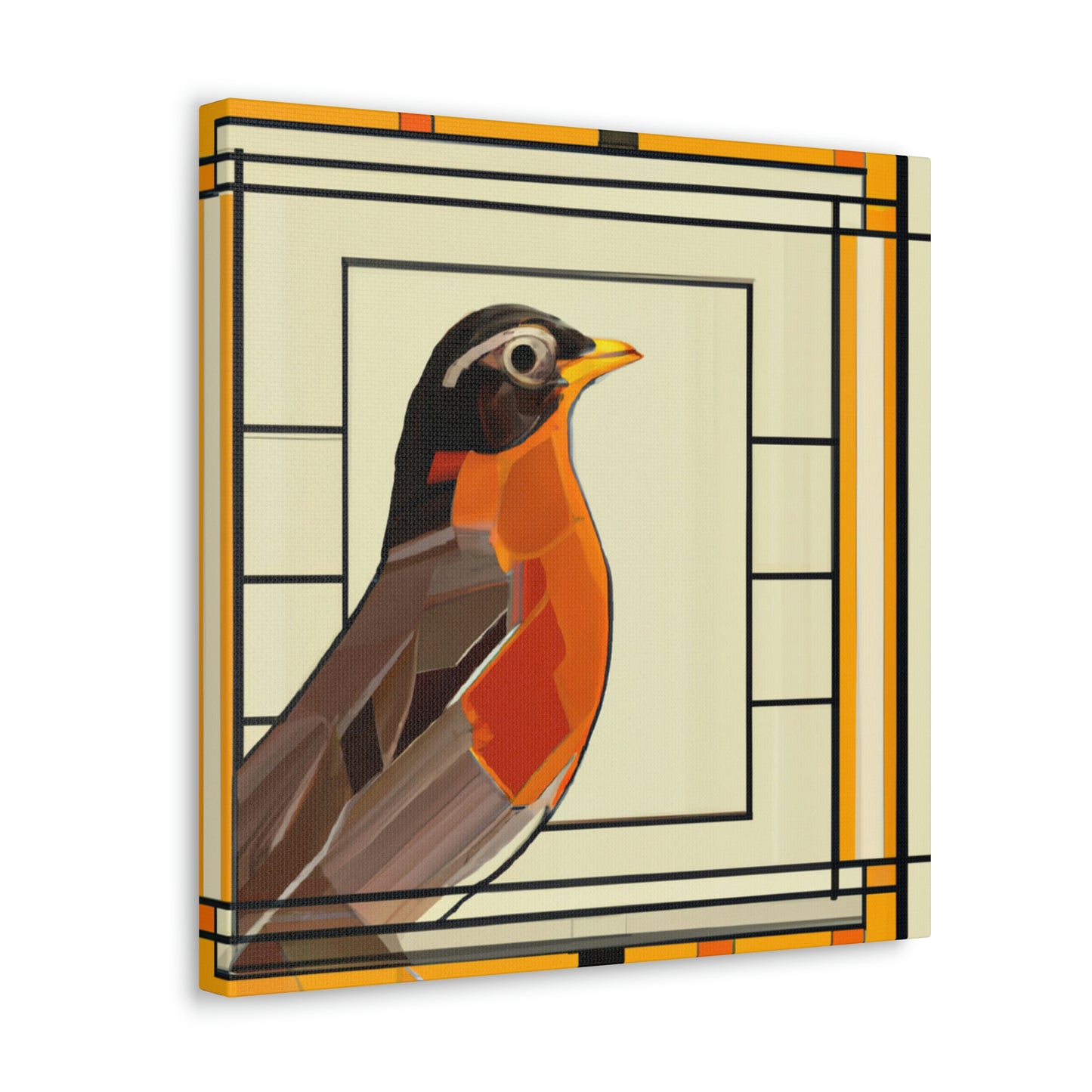 "Singing Art Deco Robin" - Canvas