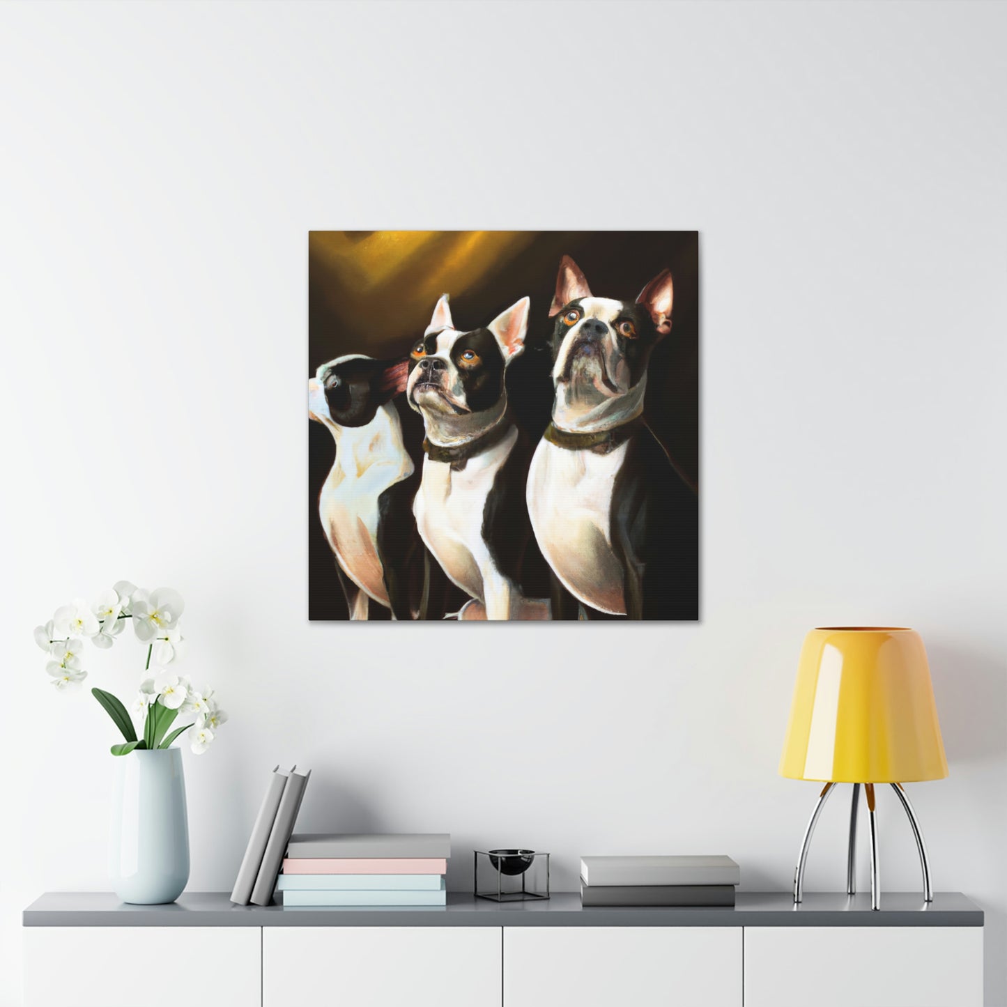 "Boston Terrier Elegance". - Canvas