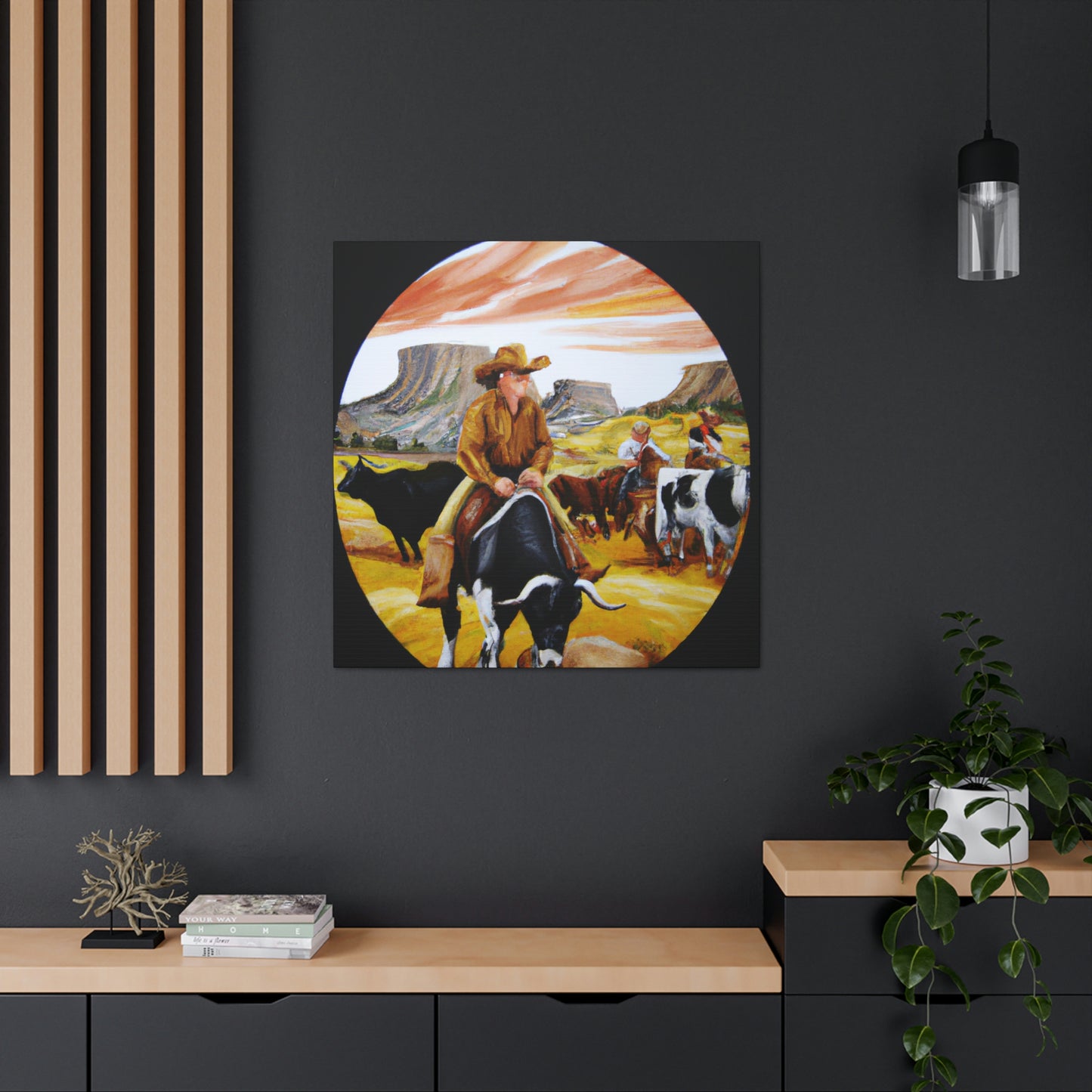 Cattle Round Up Scene - Canvas