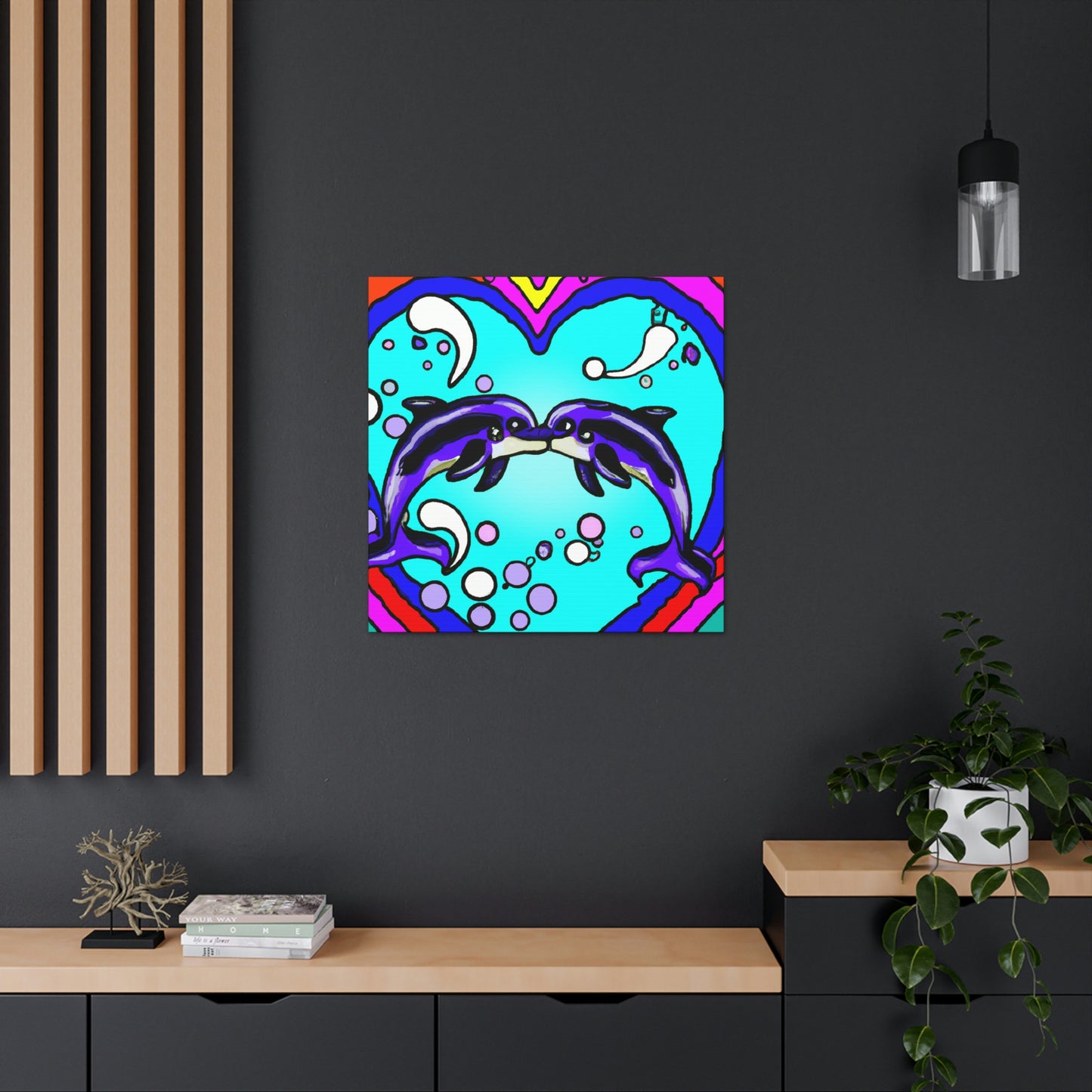 Loving Dolphin Pop Art - Canvas