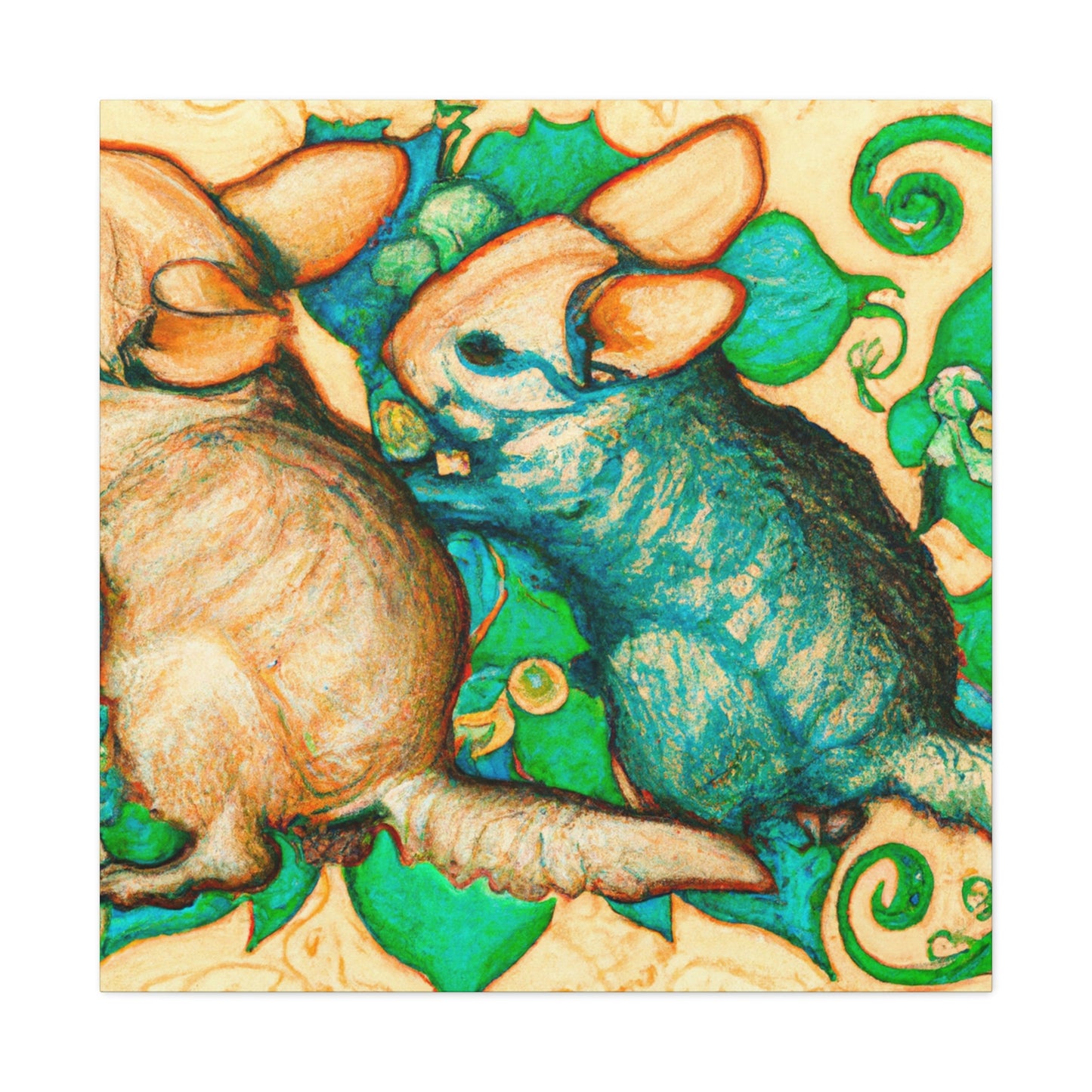 Chinchillas in Bloom - Canvas