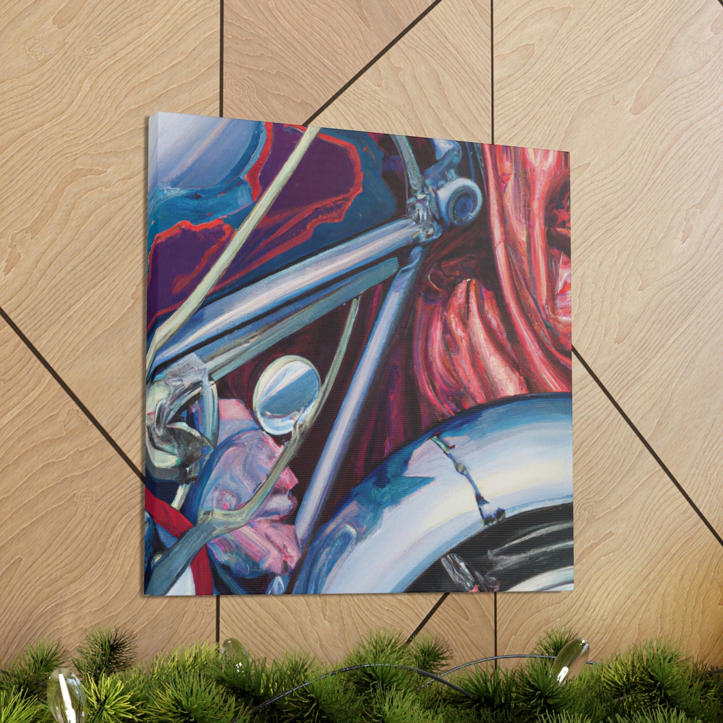 "Motorcycle in Moonlight Glare" - Canvas