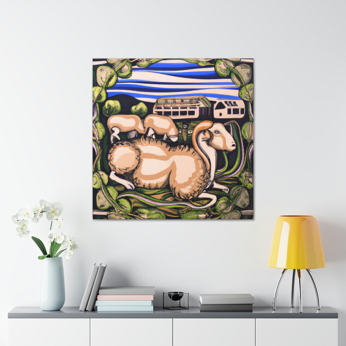 Sheep in Jamunarose - Canvas