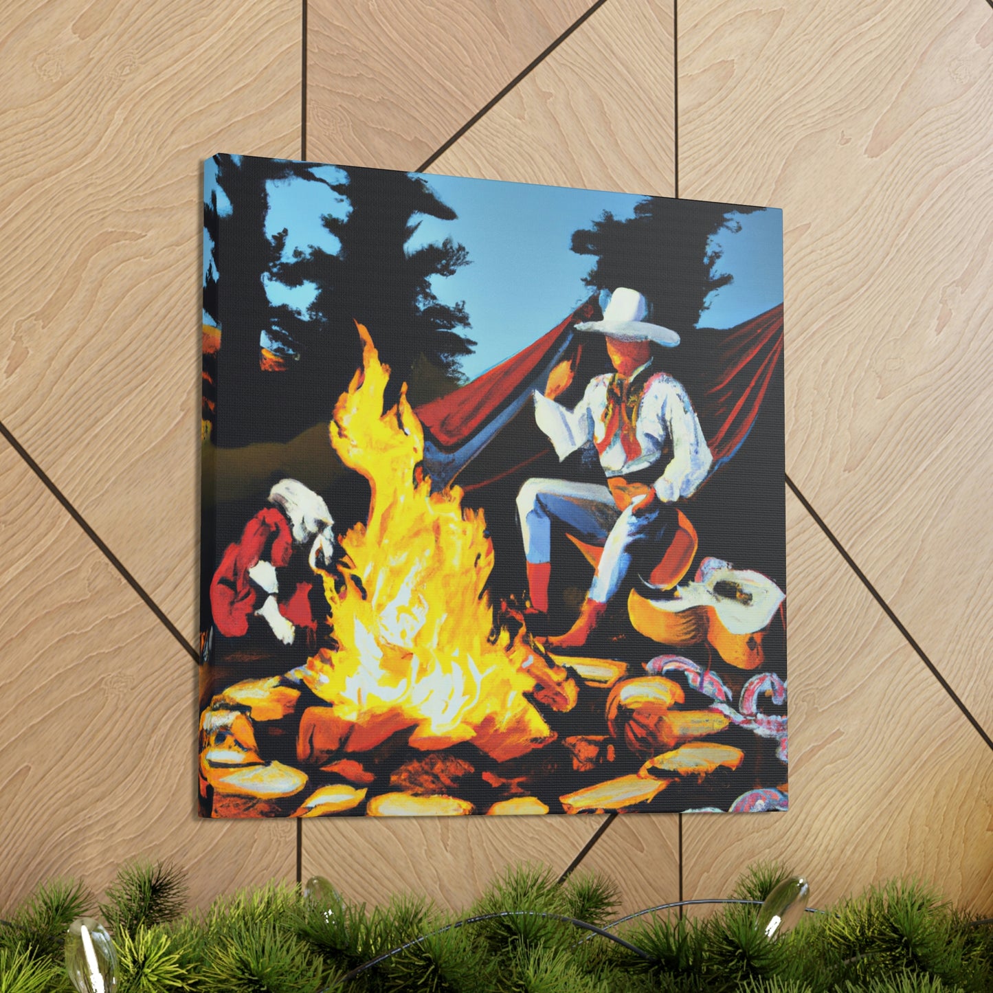 “Campfire in Moonlight". - Canvas