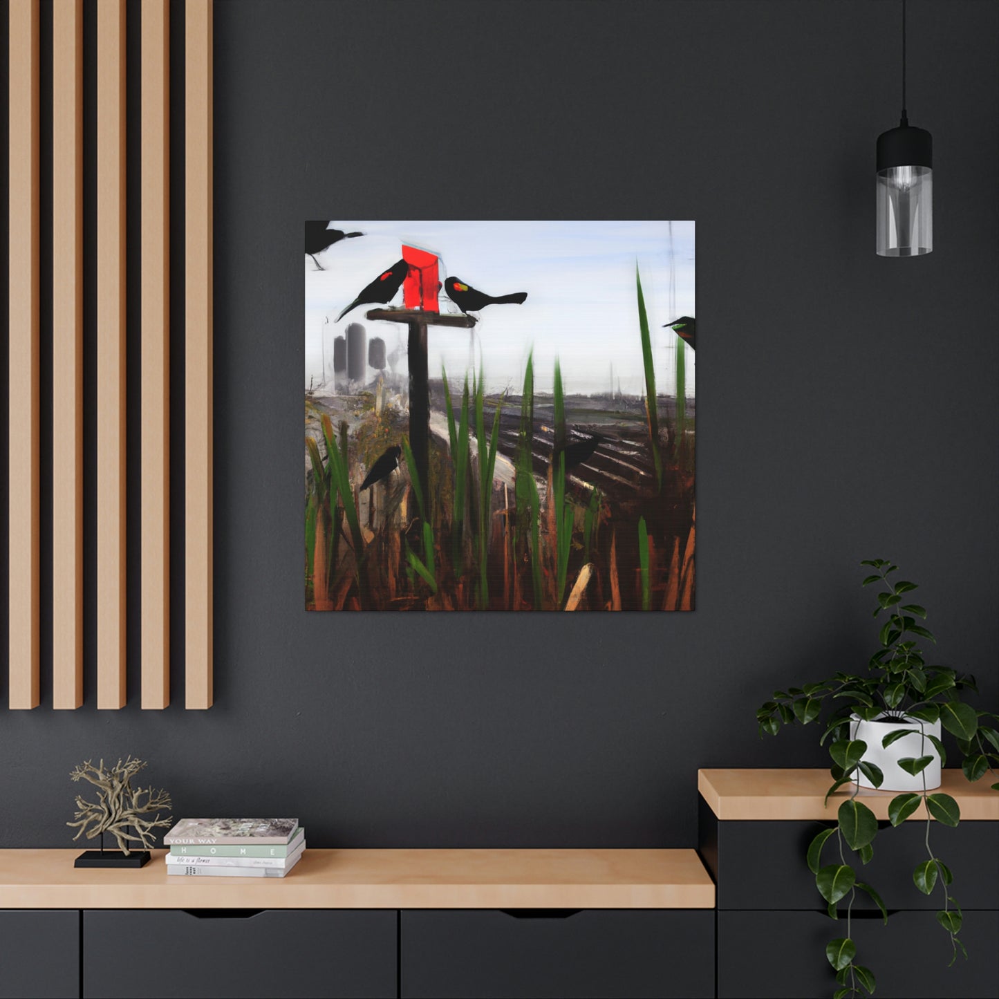 "Red-Winged Art Deco" - Canvas