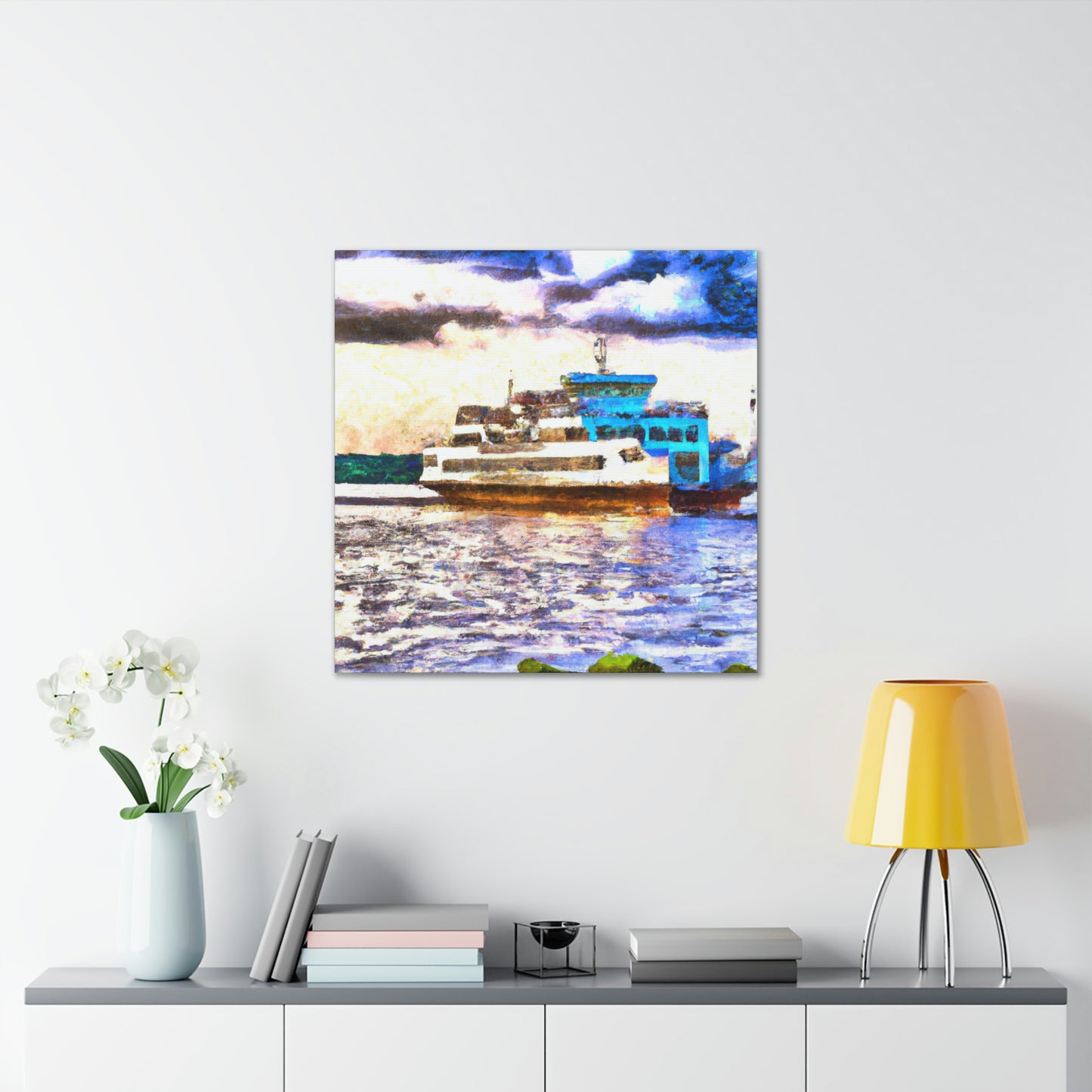 Ferry at Nightfall - Canvas