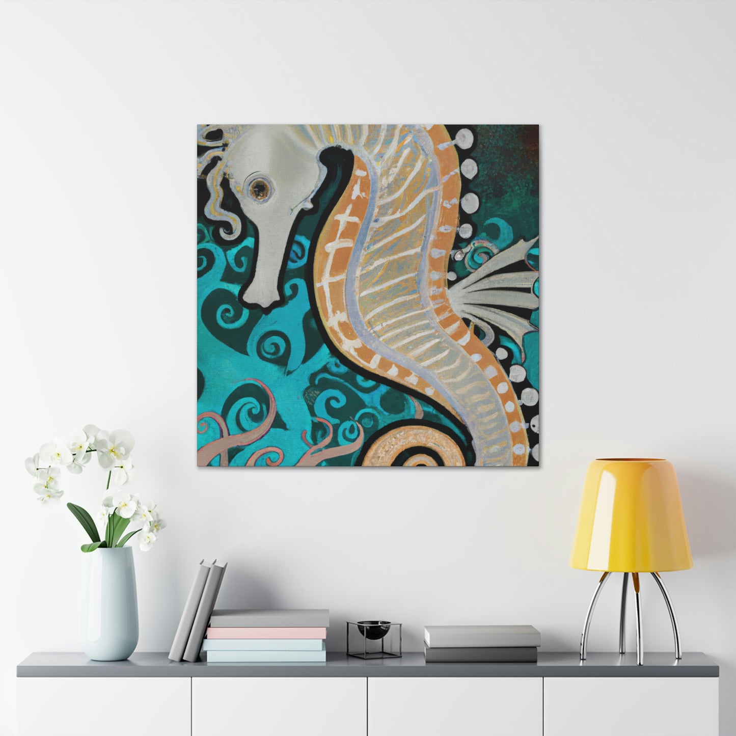 "Seahorse Art Deco Dream" - Canvas