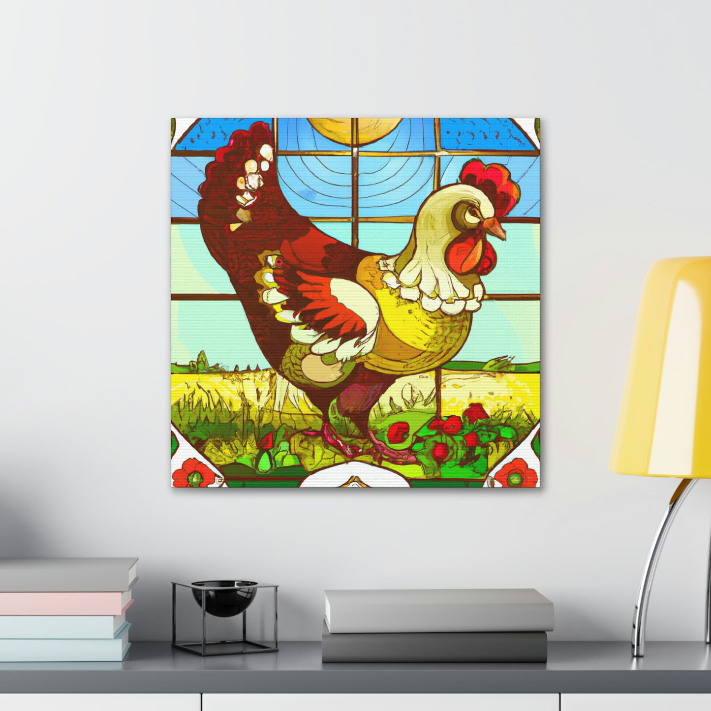 "Chickens in Art Nouveau" - Canvas