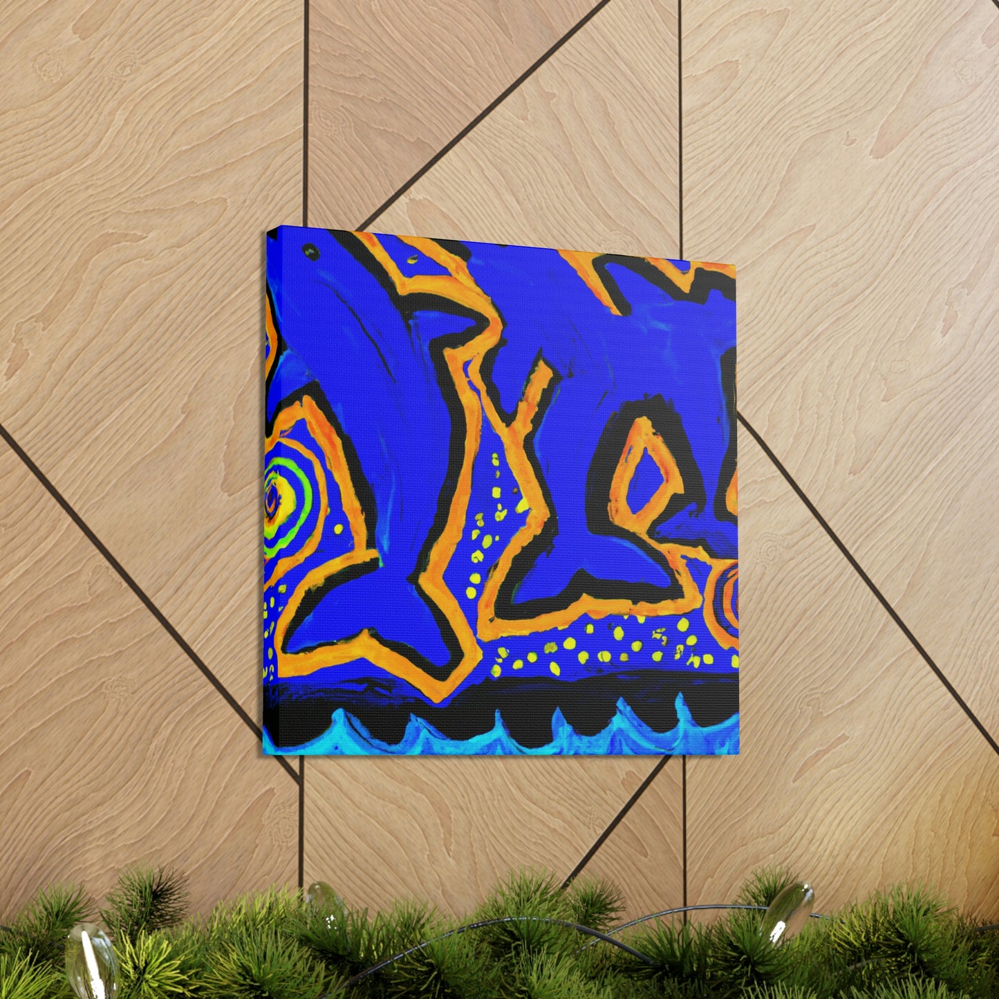 Dolphins in Abstract Forms - Canvas