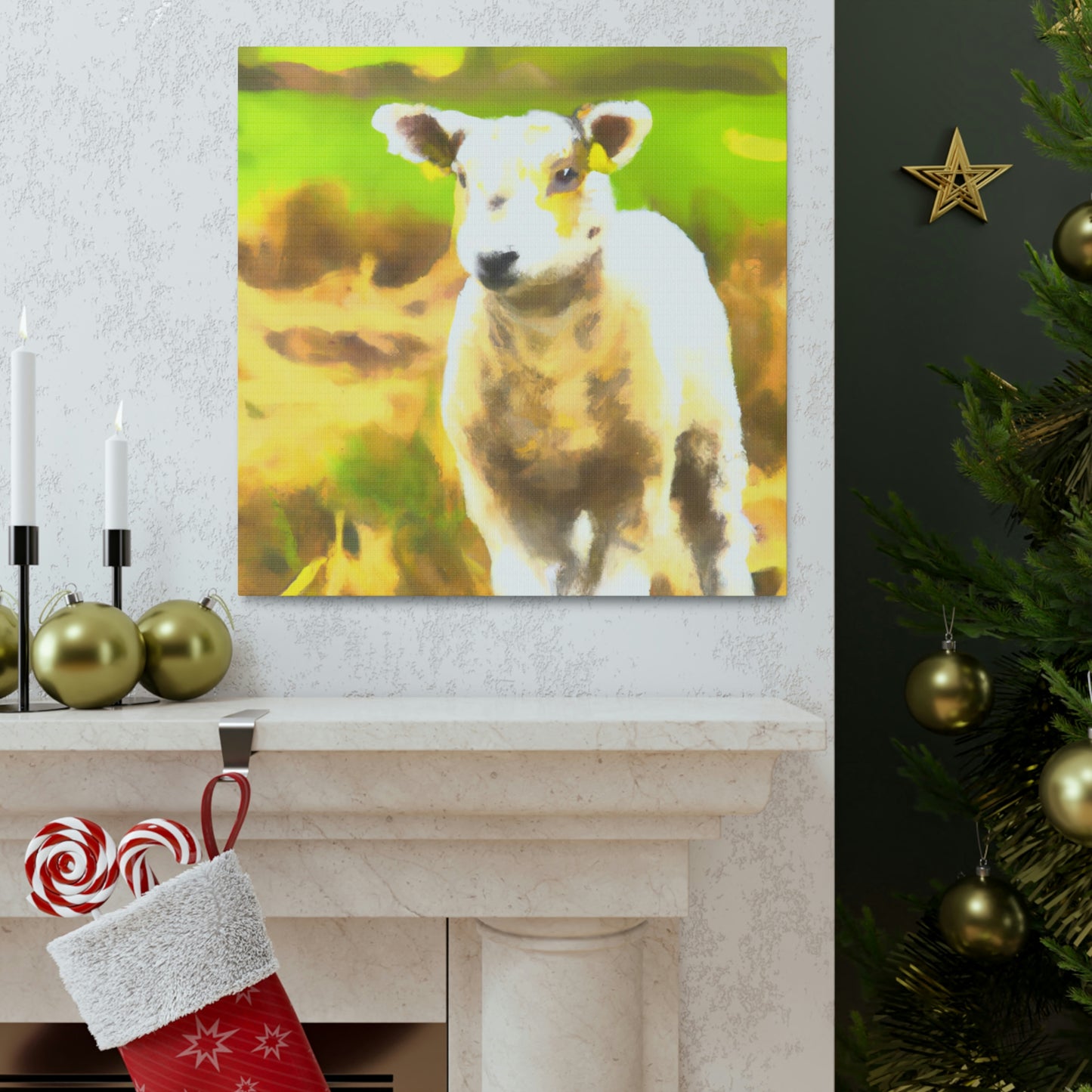 Lamb in Moonlight Glow - Canvas