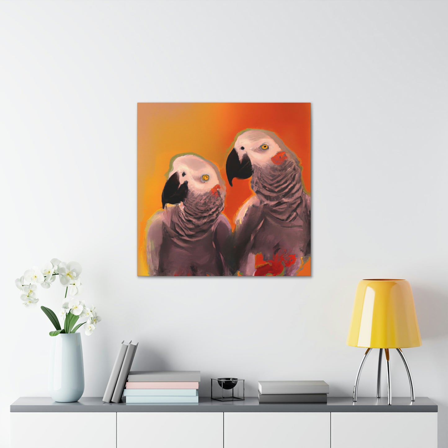 "African Greys Abound" - Canvas