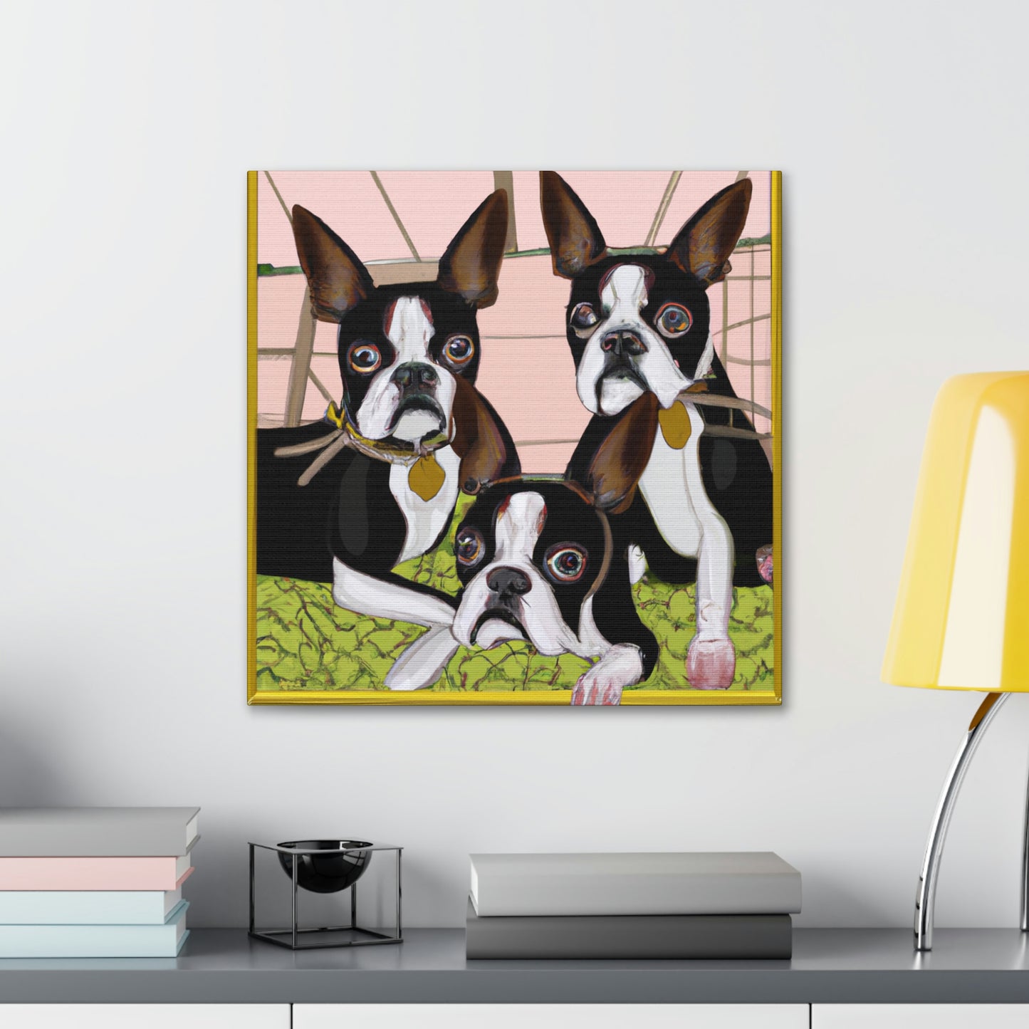 "Boston Terrier Reflection Shine" - Canvas