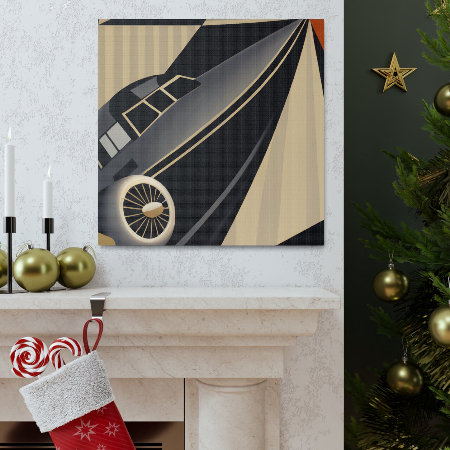 "Vintage Airplane Soaring" - Canvas