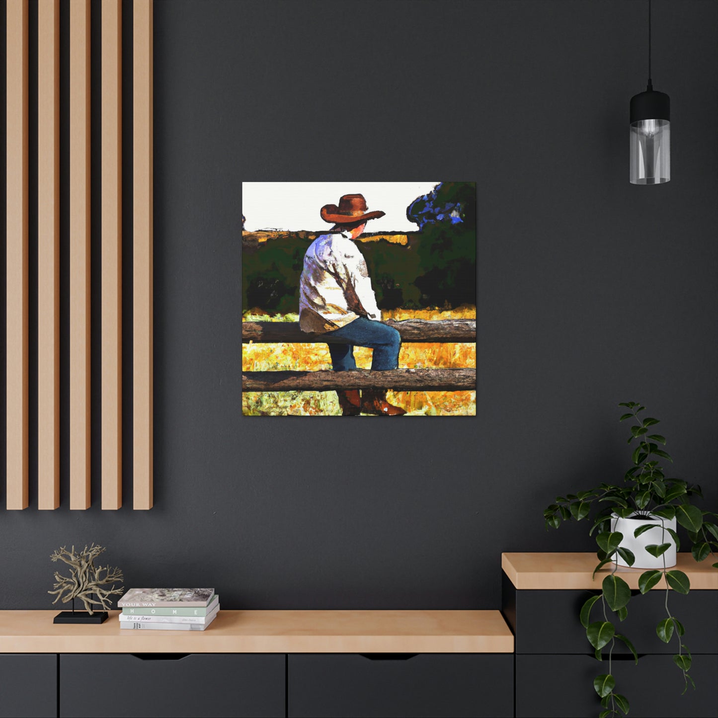 Cowboy on the Fence - Canvas